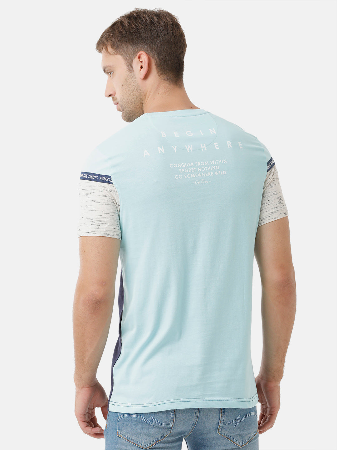 CP BRO Men's Cotton Half Sleeve Color Block Slim Fit Round Neck Multicolor T-Shirt | Brcn 469 B