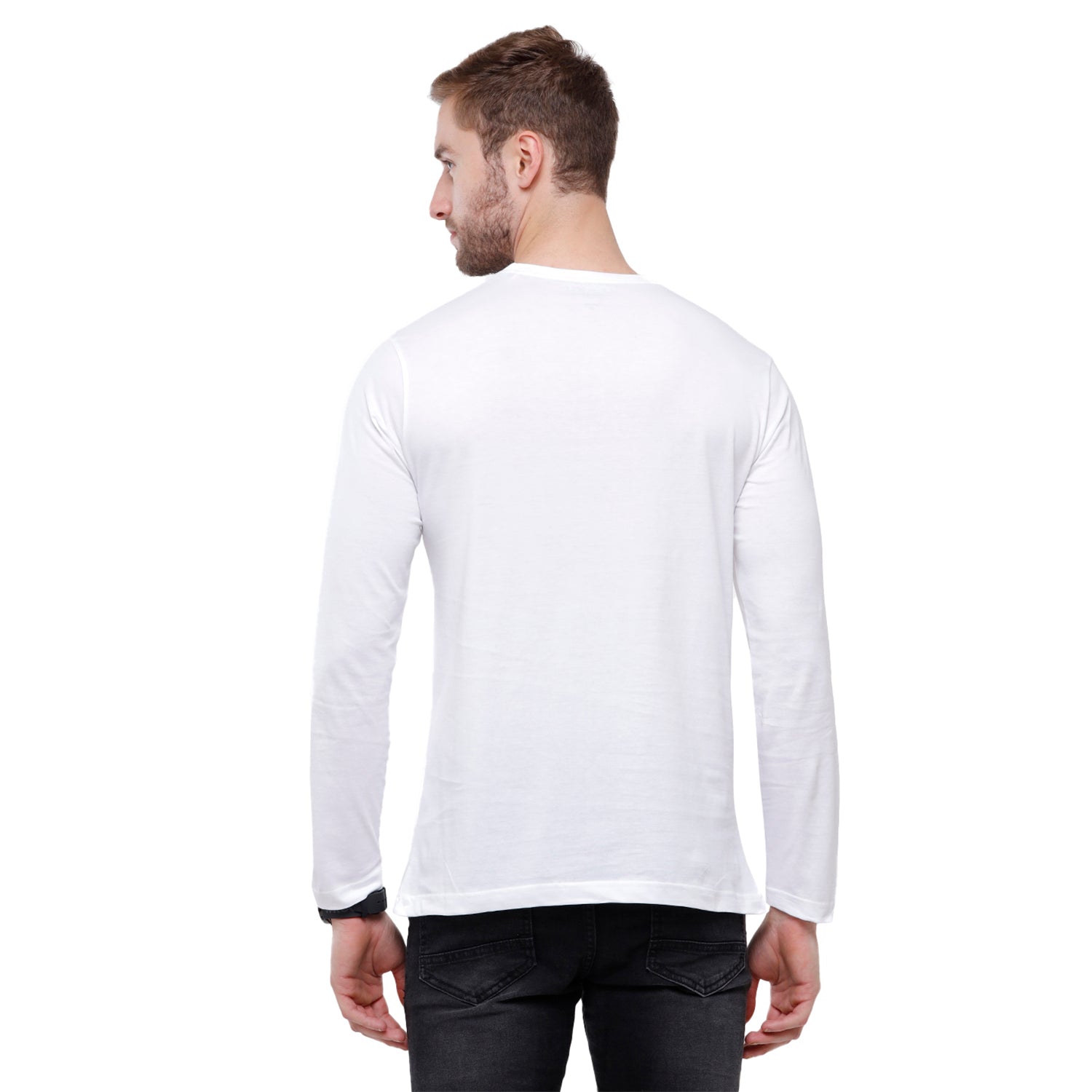Classic polo Men's White Single Jersey Crew Neck Full Sleeve Slim Fit T-Shirt - Comet 01 T-shirt Classic Polo 