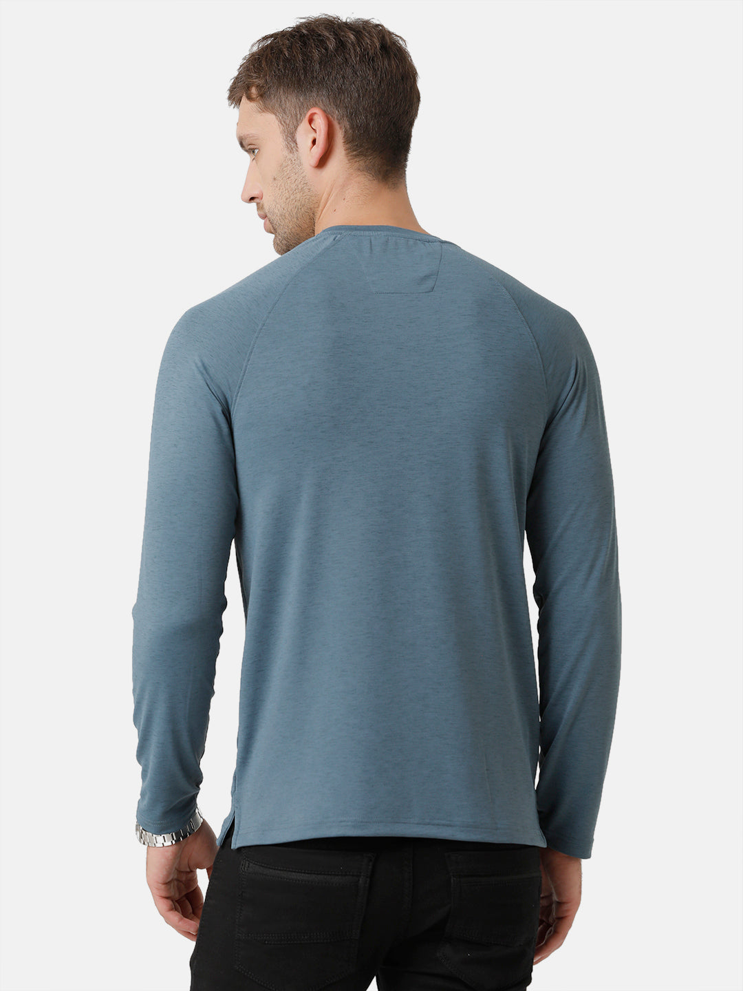 Classic Polo Mens Cotton Full Sleeve Solid Slim Fit Y-Neck Green Color T-Shirt | Verno 304 D