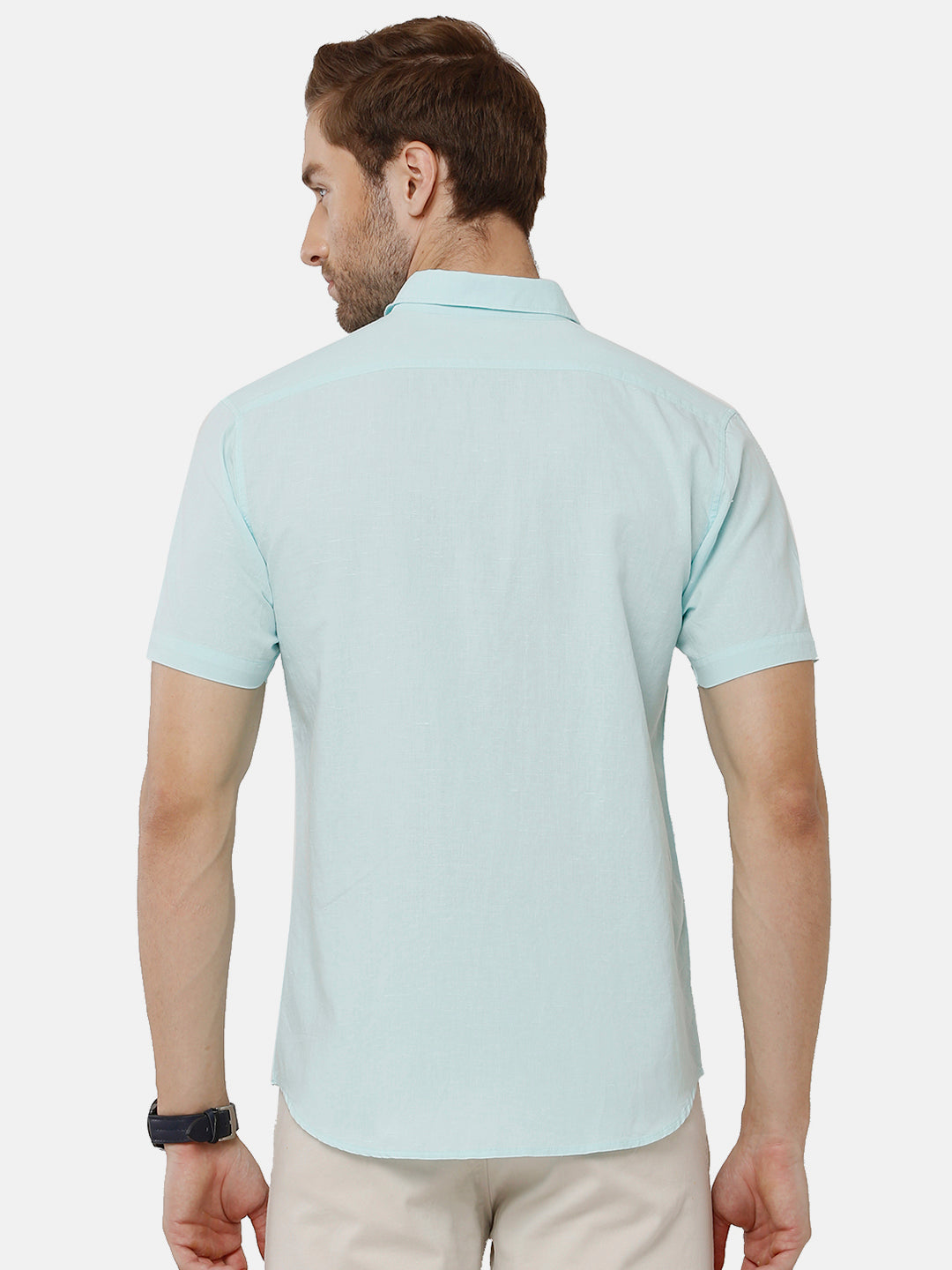 Classic Polo Mens Solid Milano Fit Half Sleeve Light Green Color Woven Shirt - Mica-L.Green HS