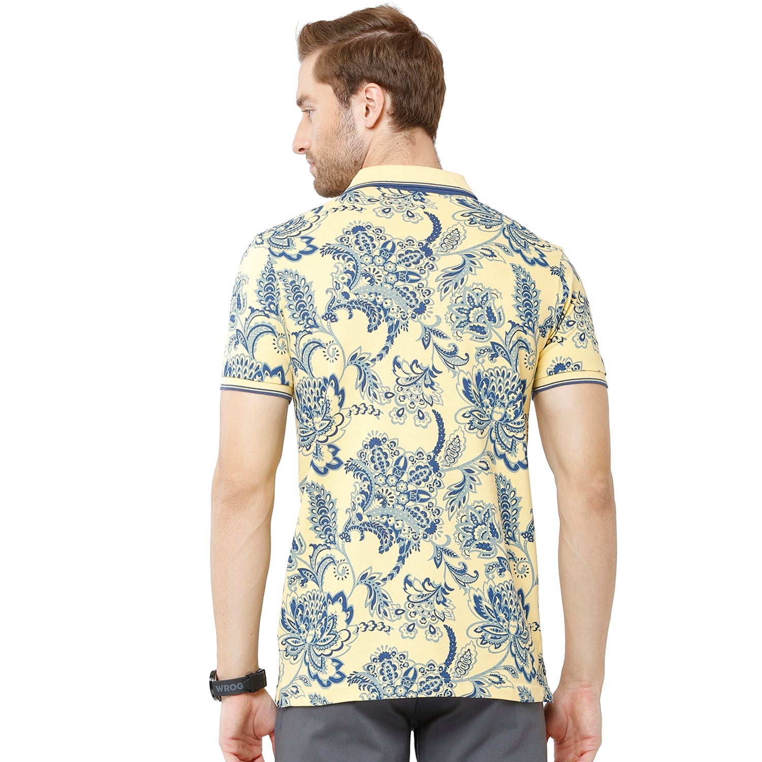 Classic Polo Bro Mens 100% Cotton Printed Half Sleeve Slim Fit Polo Neck Multicolor T-Shirt (BRP - 328 A SF P) Classic Polo 
