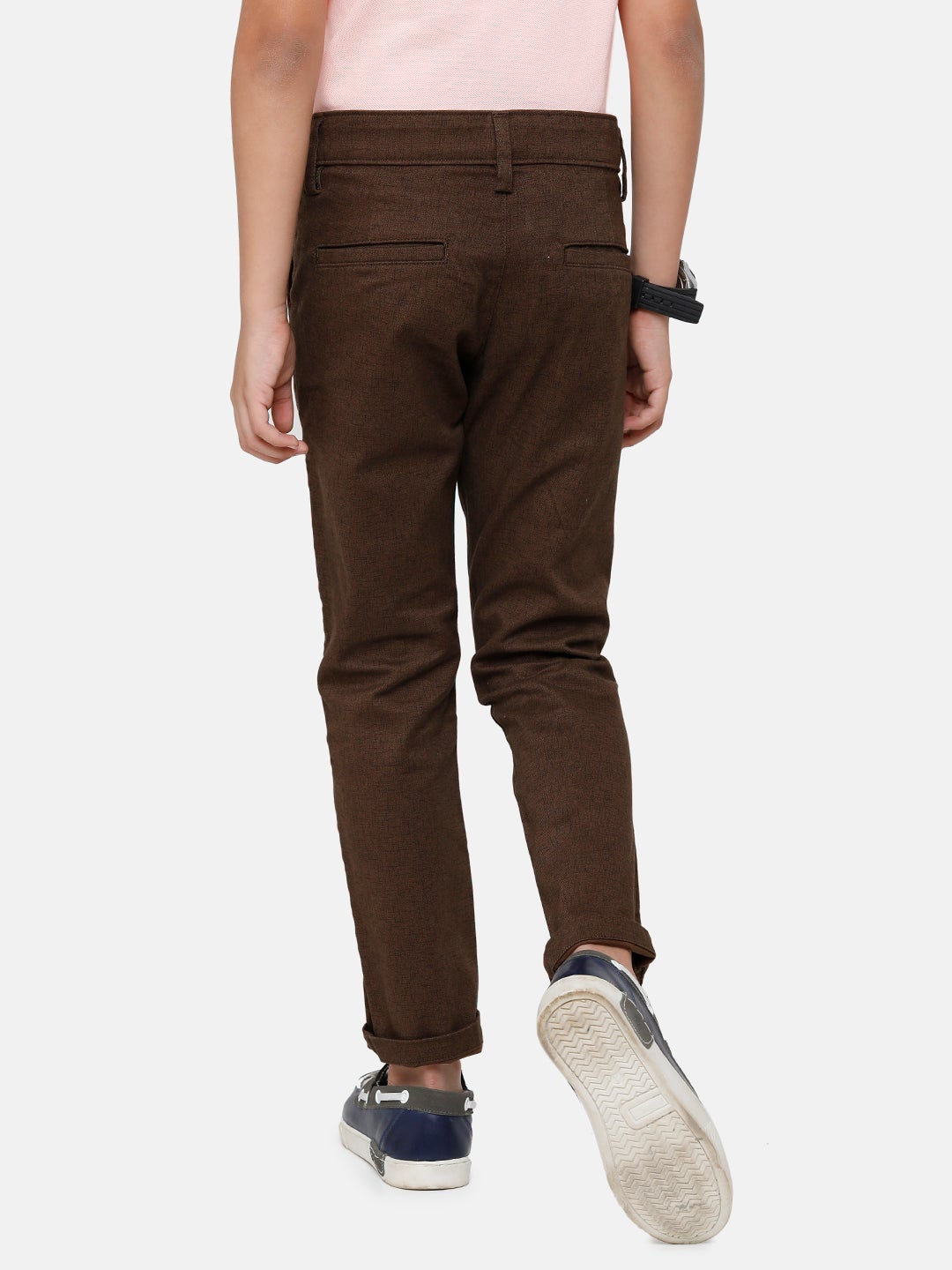 CP Boys Brown Solid Slim Fit Trousers Trouser Classic Polo 