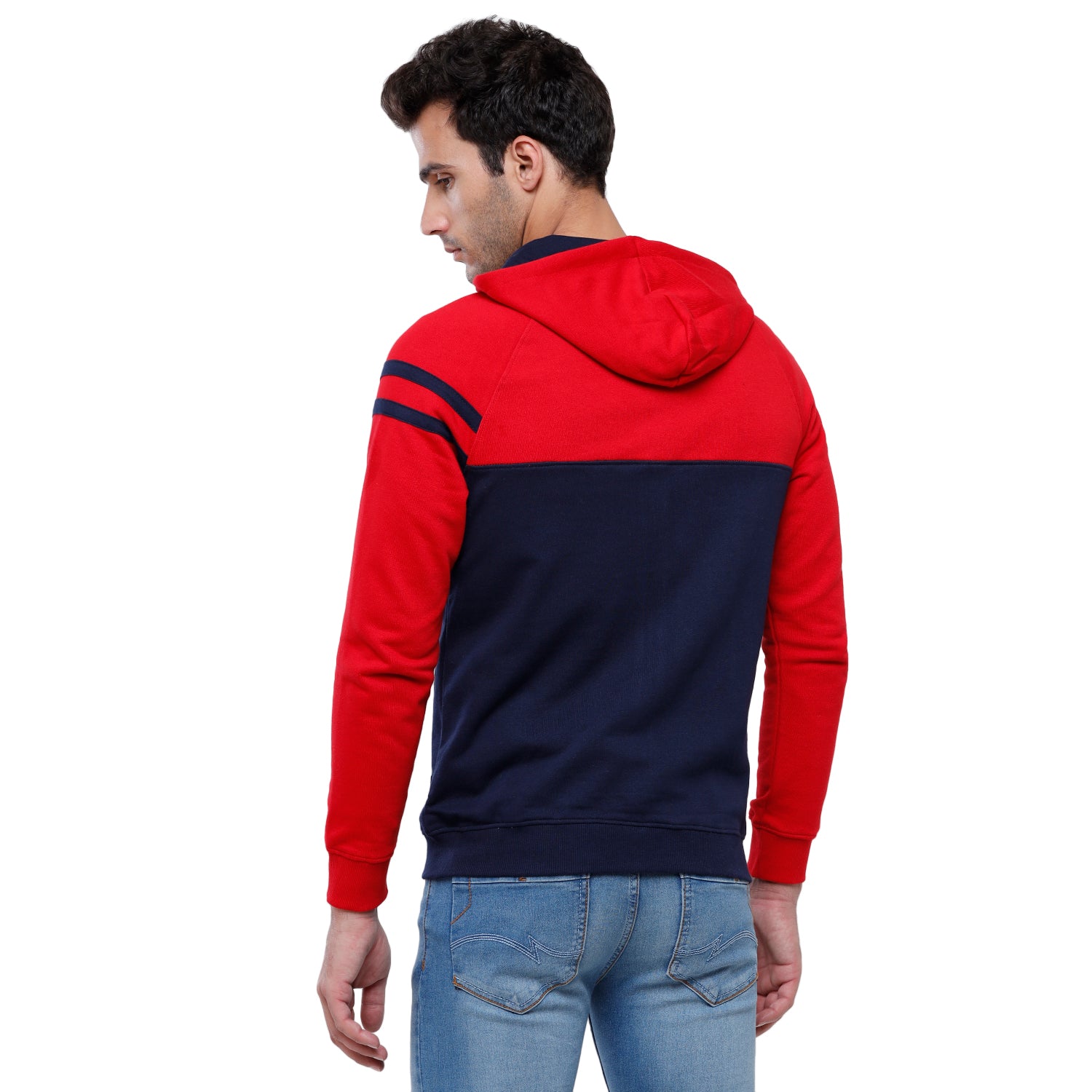 Classic Polo Men's Color Block Full Sleeve Red & Navy Hood Sweat Shirt - CPSS-330B Sweat Shirts Classic Polo 