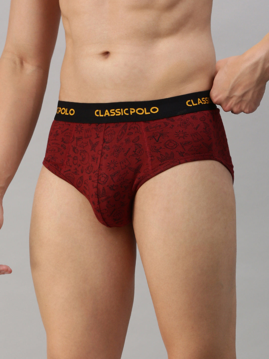 Classic Polo Men's Modal Printed Brief | Scarce - Red