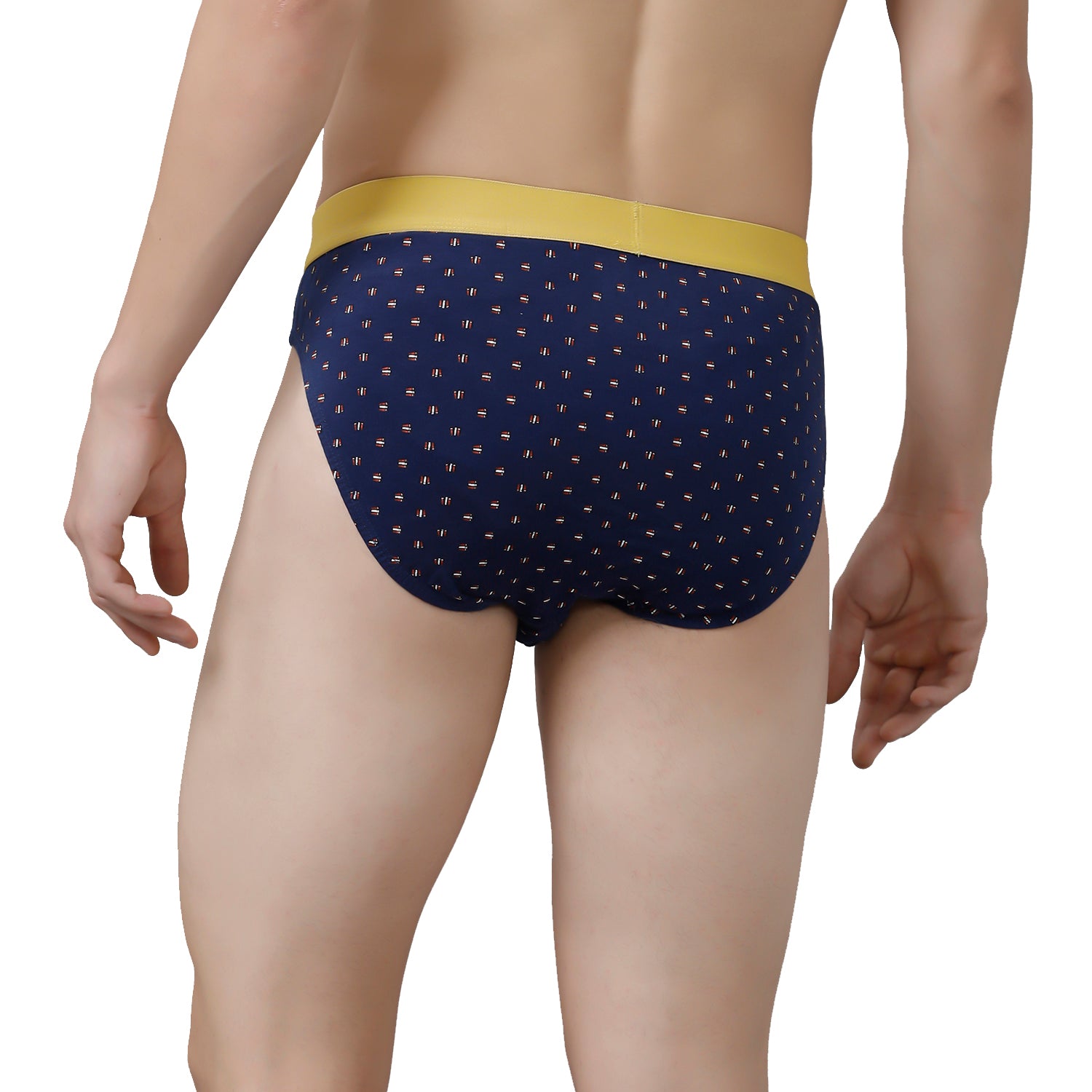 CP BRO Men's Printed Briefs with Exposed Waistband Value Pack - Navy (Pack of 2)