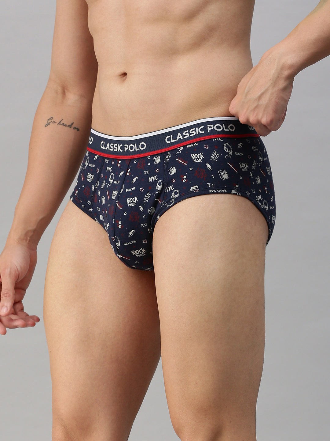 Classic Polo Men's Modal Printed Briefs | Scarce - Blue & Yellow (Pack of 2)