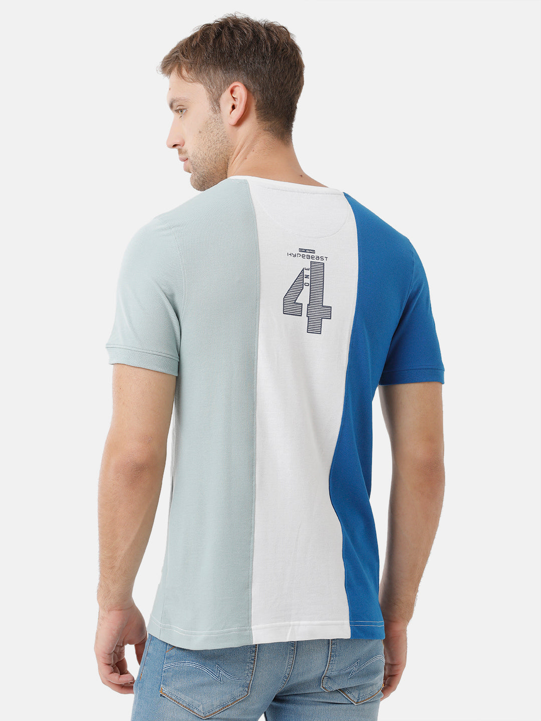 CP BRO Men's Cotton Half Sleeve Color Block Slim Fit Round Neck Multicolor T-Shirt | Brcn 464 B