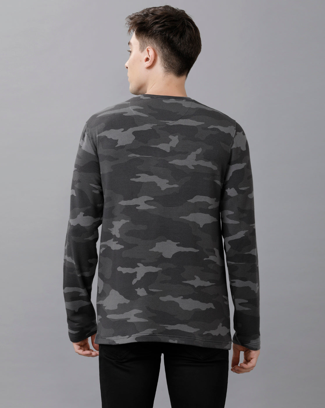 Classic Polo Mens Cotton Printed Full Sleeve Slim Fit Round Neck Multicolor T-Shirt | Baleno Fs 486