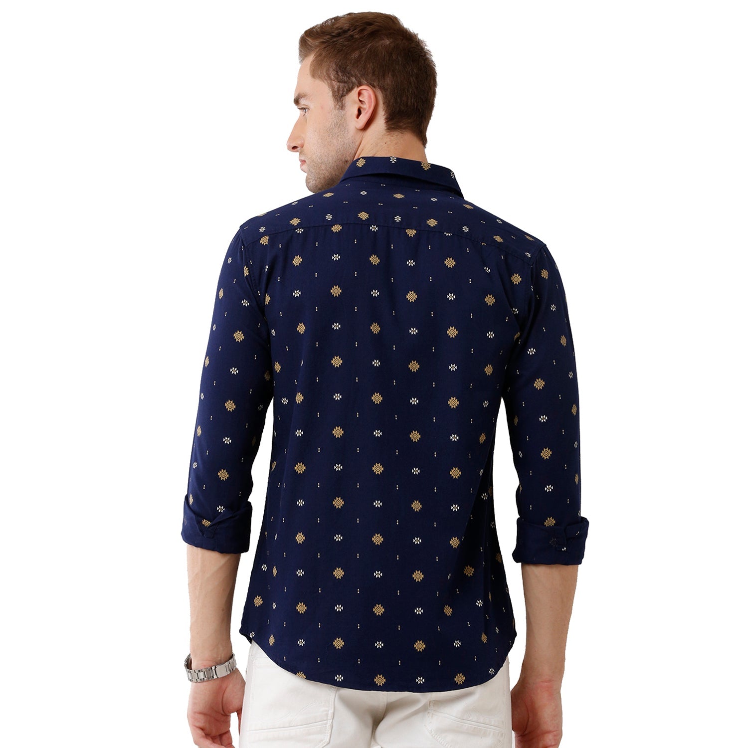 Swiss Club Mens Printed Full Sleeve Slim Fit Blue Color Woven Shirt -SC 124 B Shirts Swiss Club 