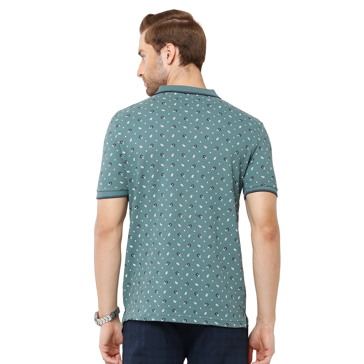 Classic Polo Mens 100% Cotton Printed Slim Fit Grey Color Polo Neck T-Shirt -BEAU 165 B T-shirt Classic Polo 
