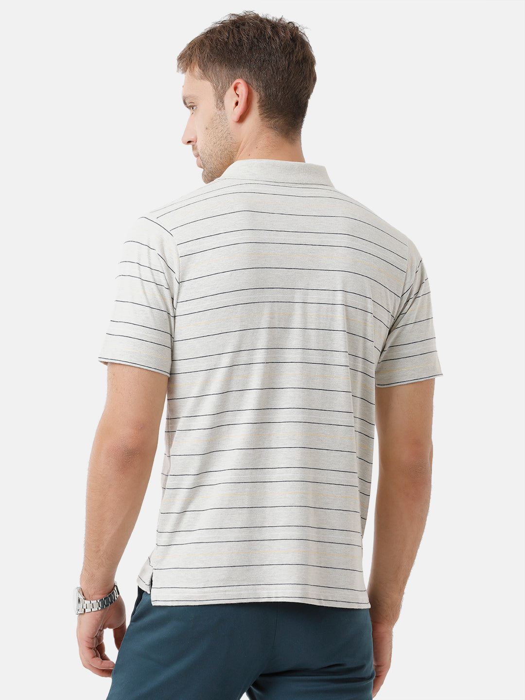 Classic Polo Mens Cotton Half Sleeve Striped Authentic Fit Polo Neck Multicolor T-Shirt | M.Flash 20