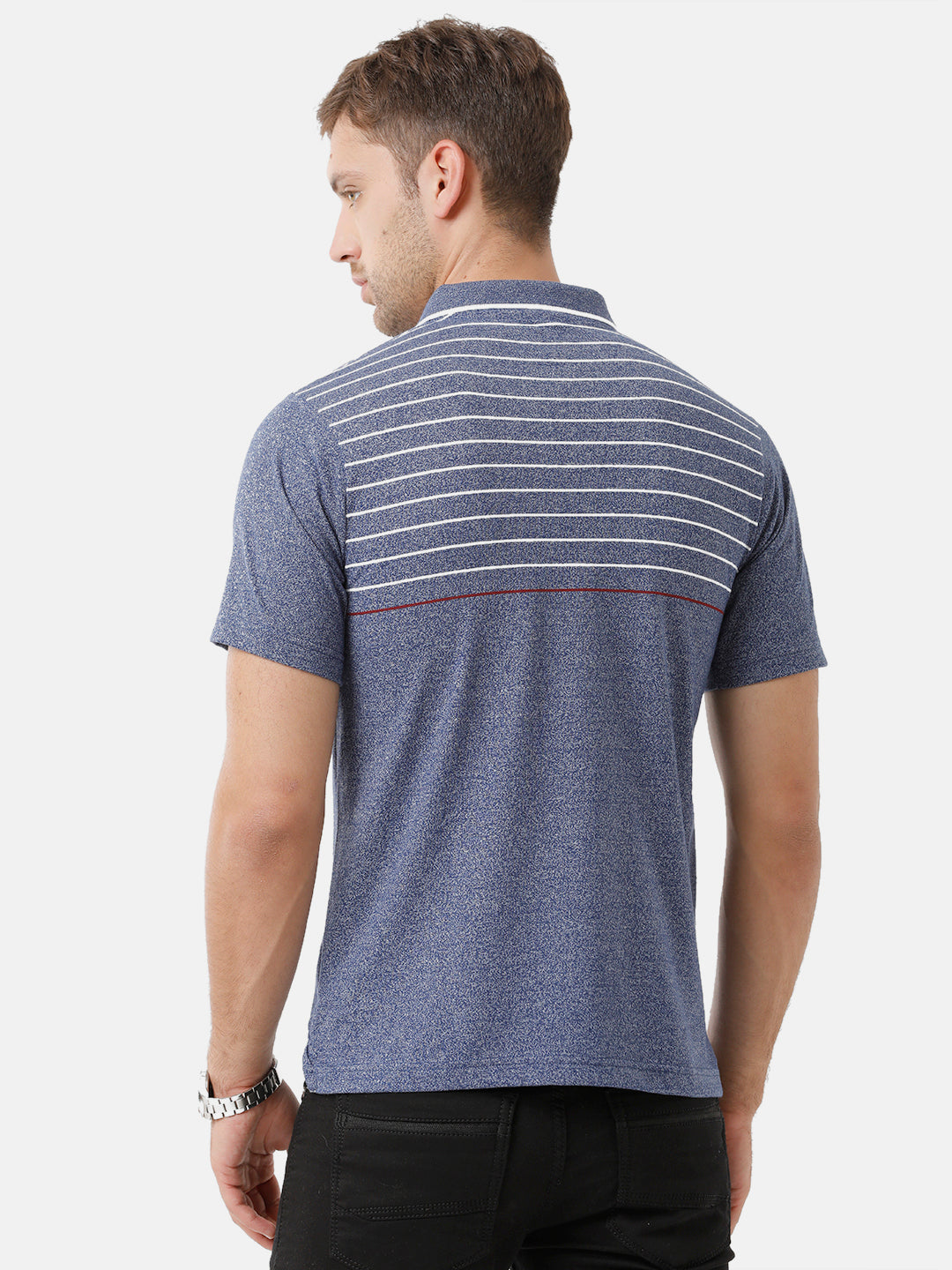 Classic Polo Mens Cotton Blend Striped Half Sleeve Authentic Fit Polo Neck Blue Color T-Shirt | Mel 213 B