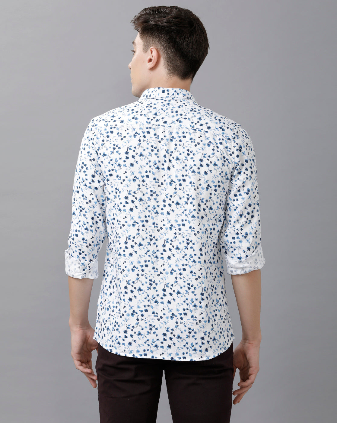 CP BRO Men's Cotton Printed Full Sleeve Slim Fit Polo Neck White Color Shirt | Sbn1 65 A