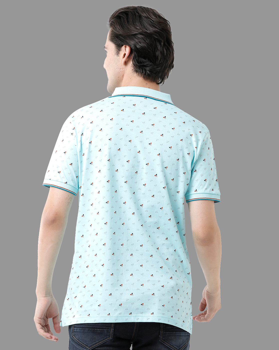 Classic Polo Mens Cotton Half Sleeve Printed Slim Fit Polo Neck Sky Blue Color T-Shirt | Bello - 174 B