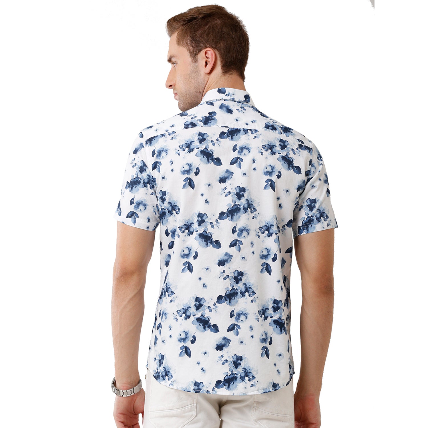 Swiss Club Mens Printed Slim Fit White Color Woven Shirt - SC 111 A Shirts Swiss Club 