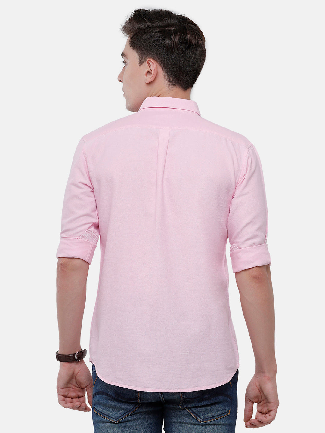 Classic Polo Mens Solid Full Sleeve Milano Fit Woven Shirt Enzo-Pink-Mf-Fs