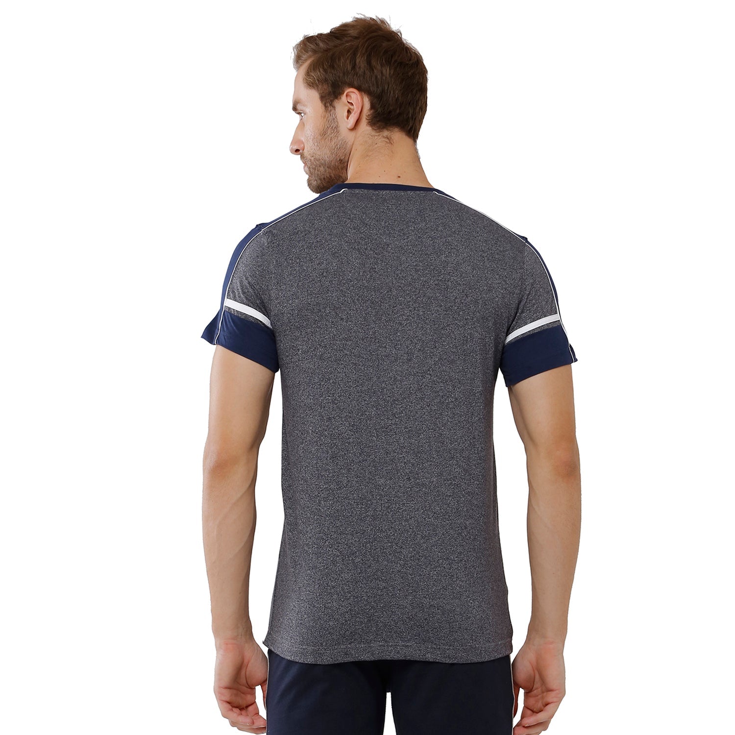 Classic Polo Bro Mens 100% Cotton Color Block Half Sleeve Slim Fit Crew Neck Grey Color T-Shirt (BRCN - 468 B SF C) Classic Polo 