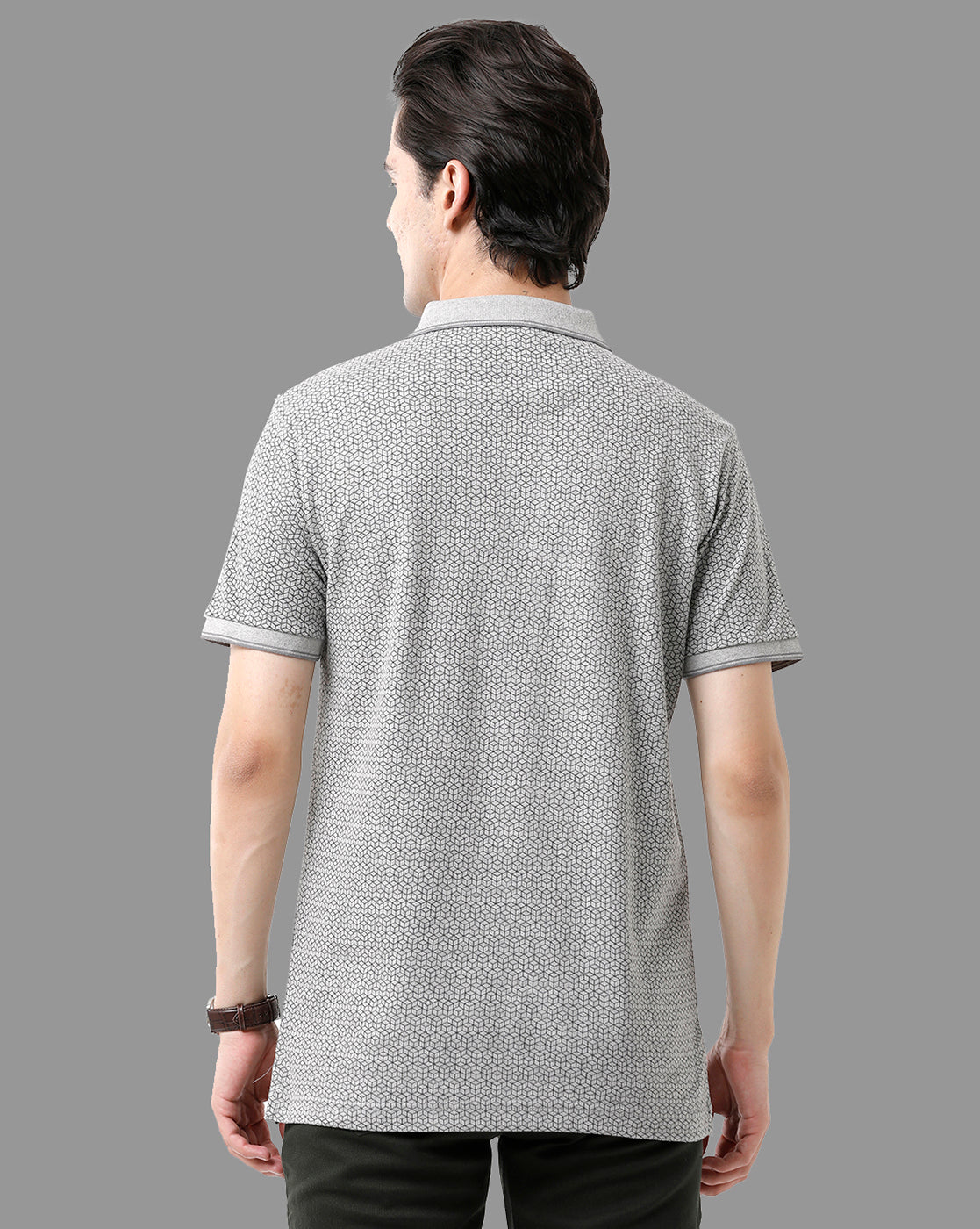 Classic Polo Mens Cotton Half Sleeve Printed Slim Fit Polo Neck Grey Color T-Shirt | Beau - 177 A