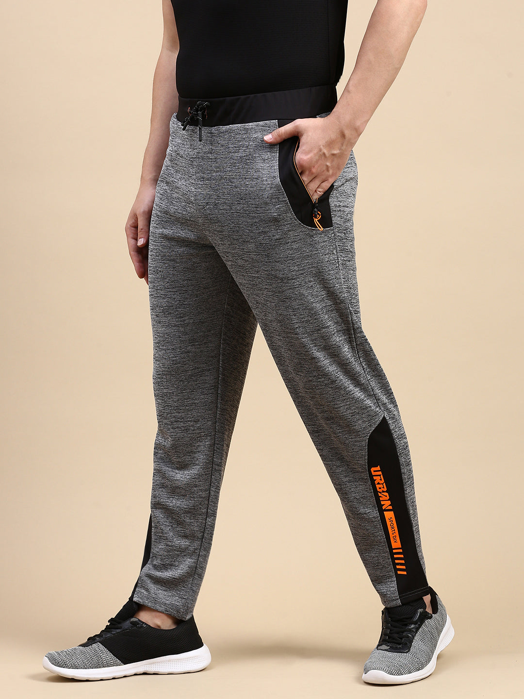 Classic Polo Men's Polyster Dark Gey/Black Slim Fit Active Wear Trackpant