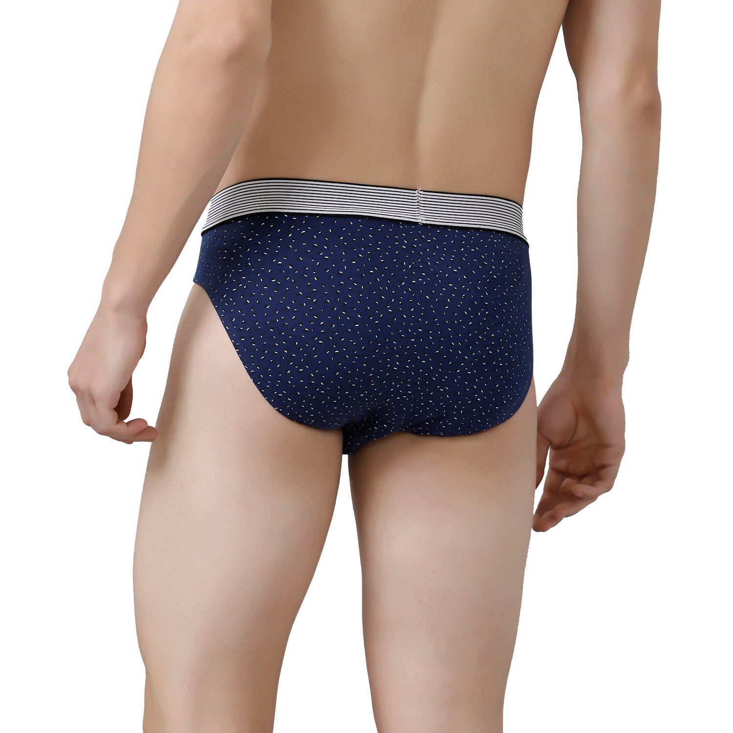CP BRO Men's Printed Briefs with Exposed Waistband Value Pack - Orange & Navy Dot (Pack of 2)