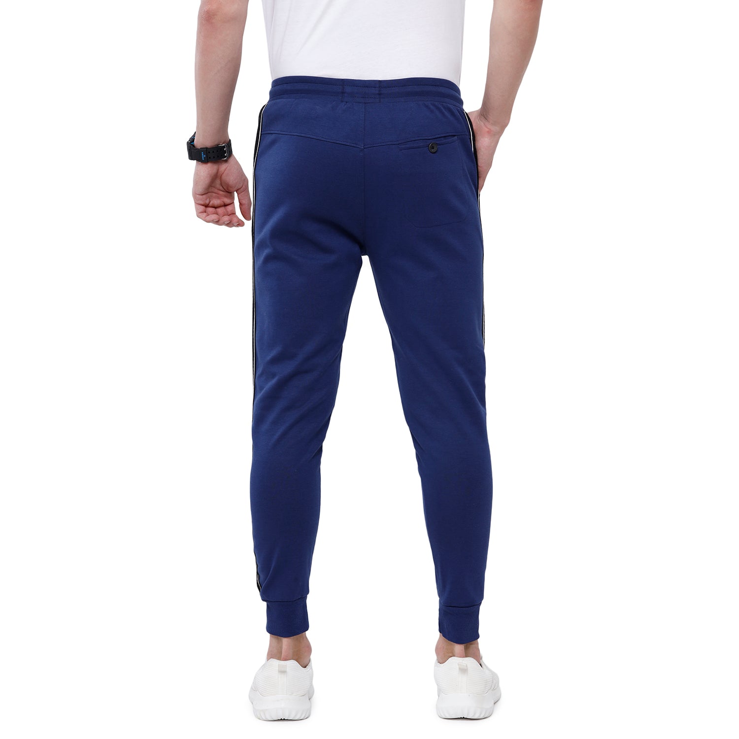 Classic Polo Men's Blue Solid Mélange Slim Fit Smart Jogger Pant - Gioz-05 B Track Pants Classic Polo 