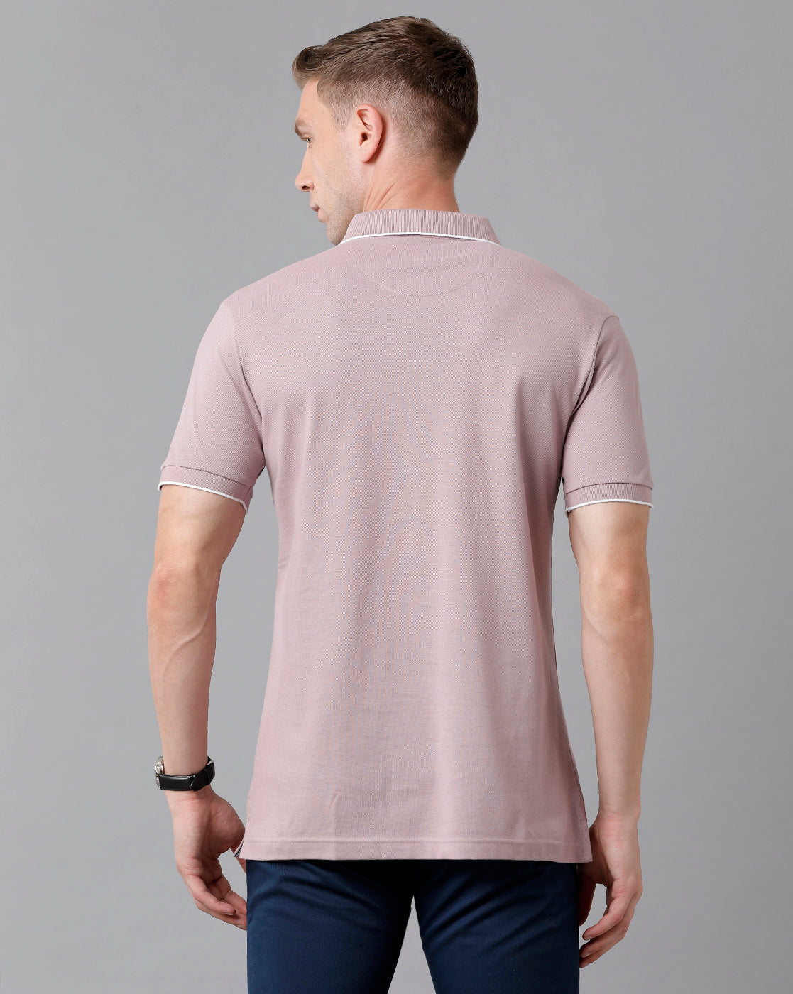 Classic Polo Men's Cotton Printed Half Sleeve Slim Fit Polo Neck Lavendar Color T-Shirt | Prm - 713 B
