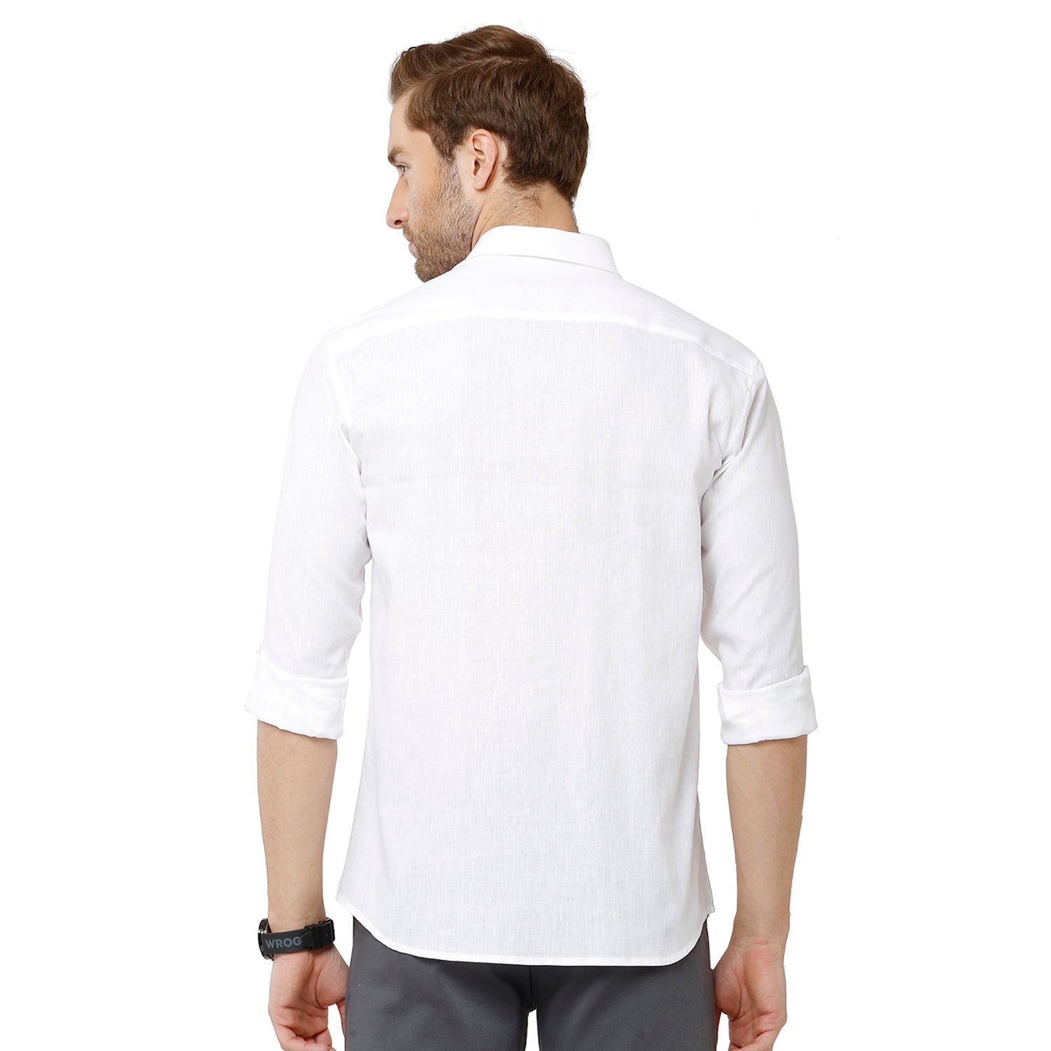 Classic Polo Mens White Linen Cotton Woven Shirt - Porsh White FS Shirts Classic Polo 