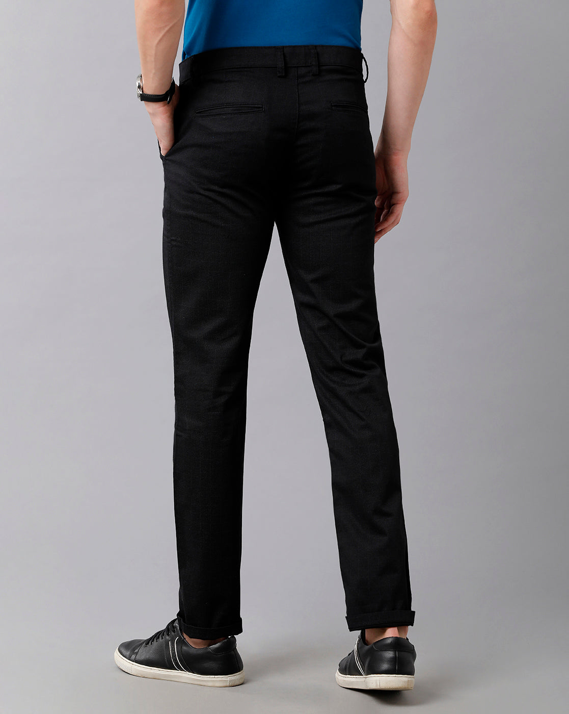 CP BRO Men's Cotton Solid Slim Fit Black Color Trousers | Tbn2-20 C