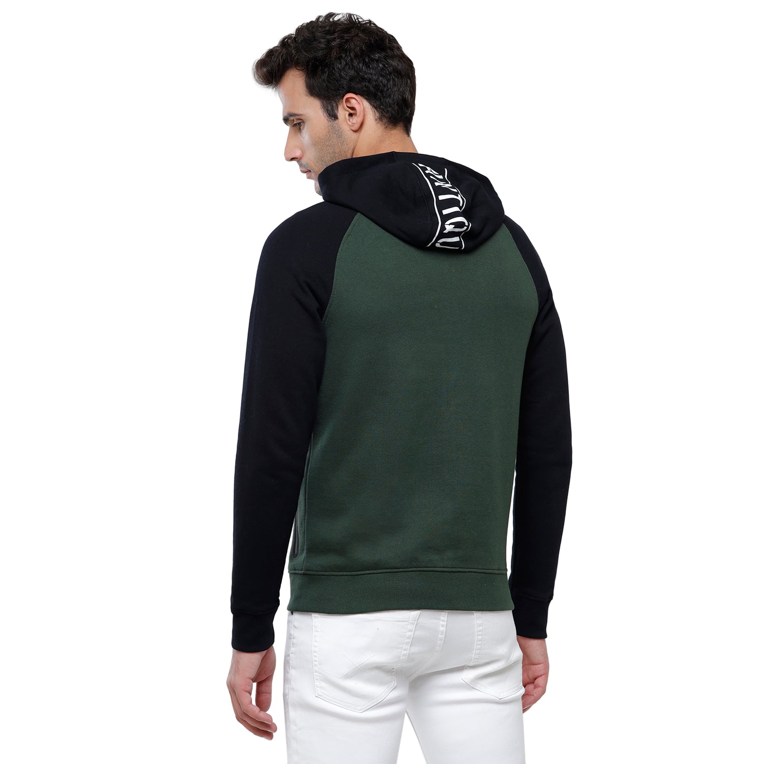 Classic Polo Men's Color Block Full Sleeve Green & Black Hooded Sweat Shirt - CPSS-325A Sweat Shirts Classic Polo 
