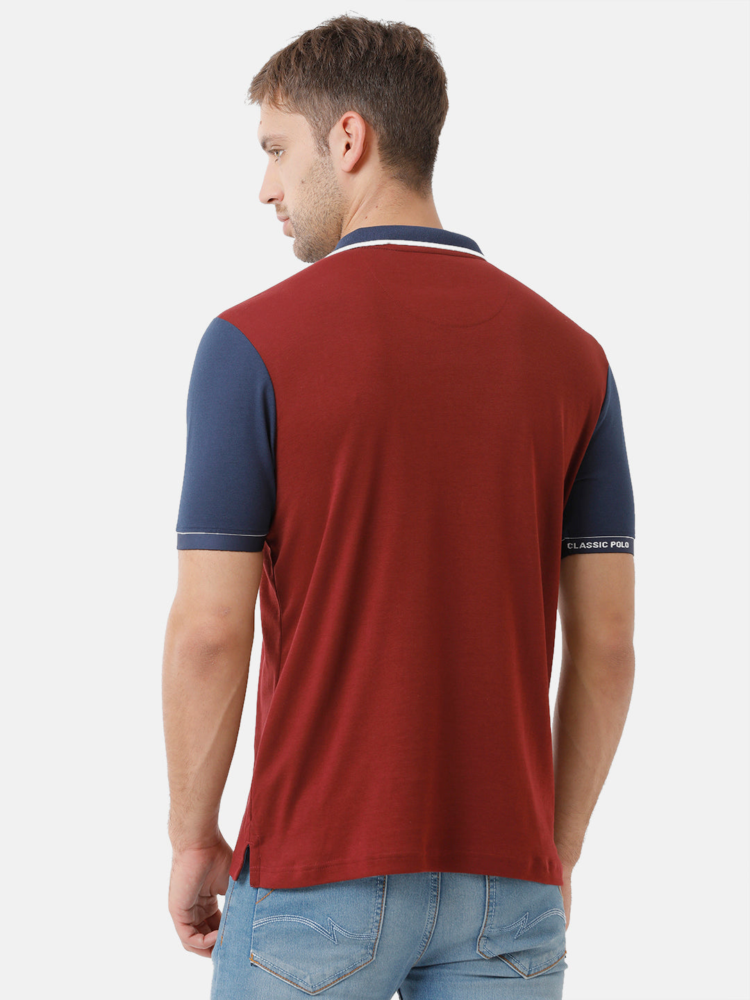 Classic Polo Mens Cotton Half Sleeve Color Block Slim Fit Polo Neck Multicolor T-Shirt | Unico 57 B