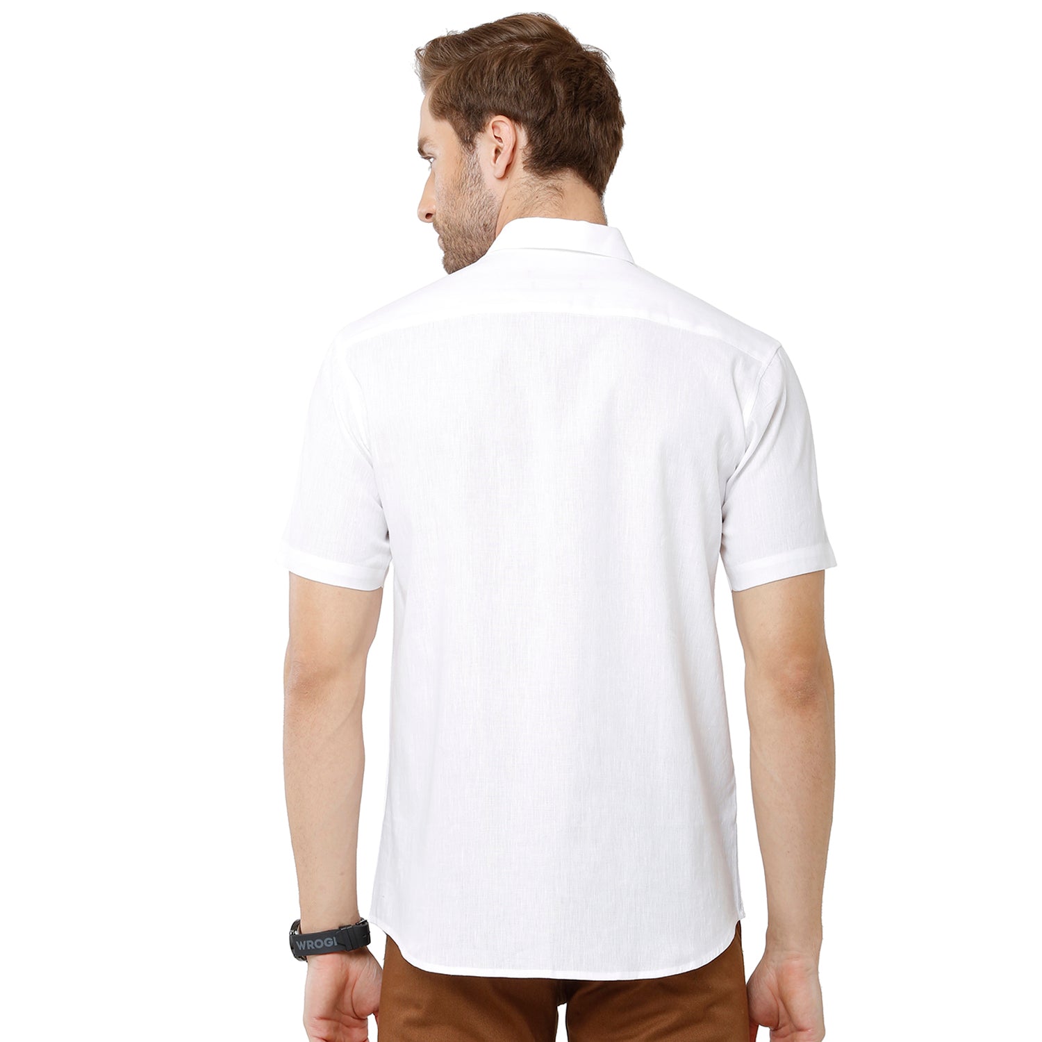 Classic Polo Mens White Linen Cotton Woven Shirt - Porsh White Shirts Classic Polo 