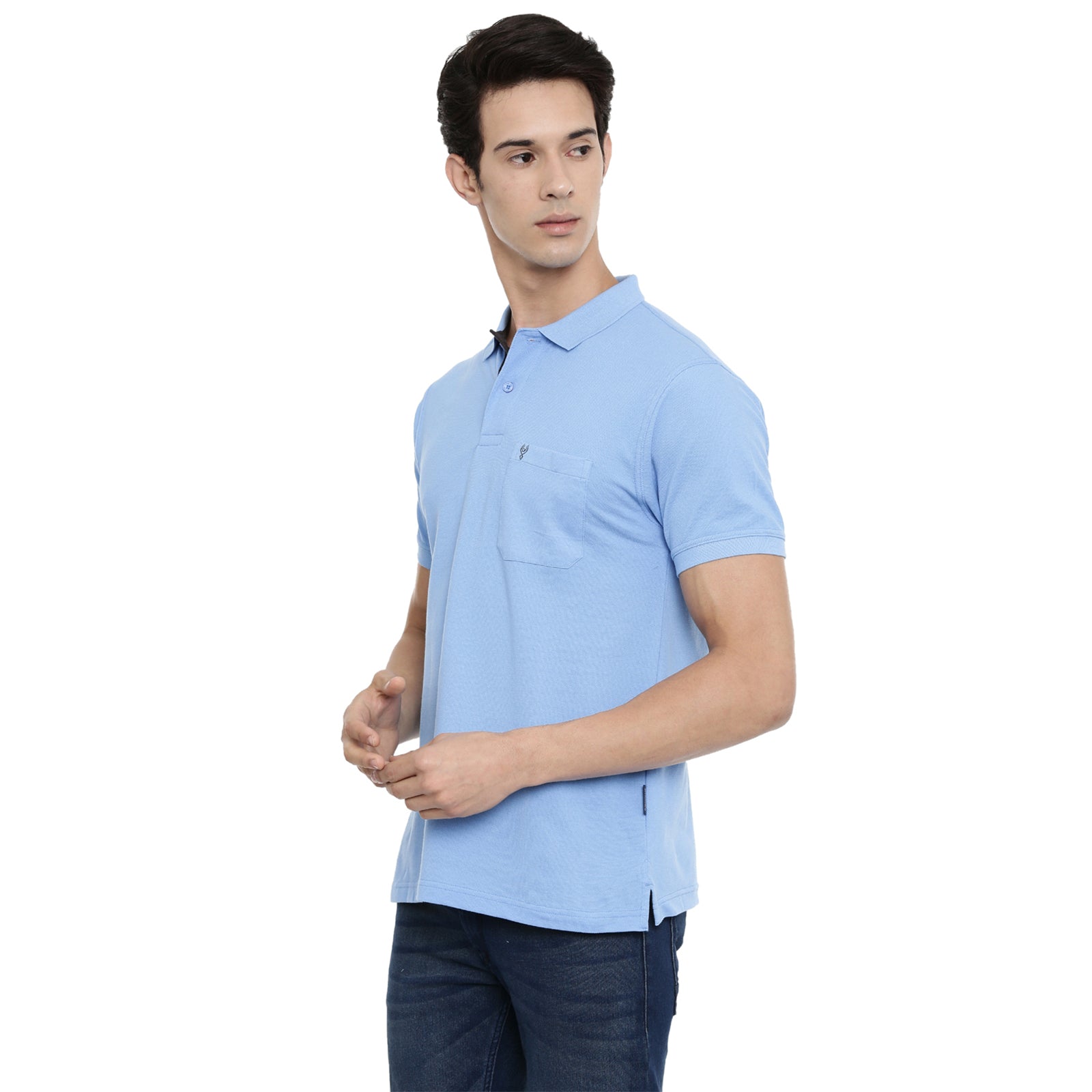 Classic Polo Light Blue Polo Neck Authentic Fit T Shirt Men - 4SSN 202 T-shirt Classic Polo 