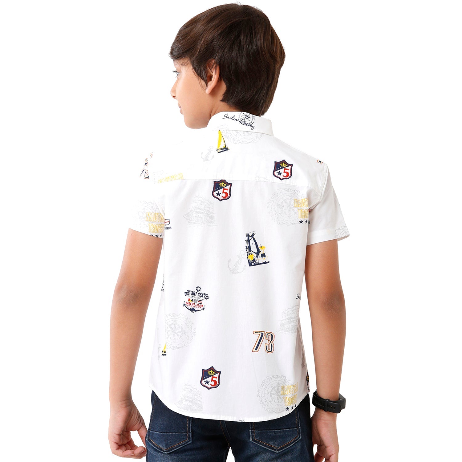 Classic Polo Bro Boys Printed Half Sleeve Slim Fit White Color Shirt - BBSH S2 03 A Shirts Classic Polo 