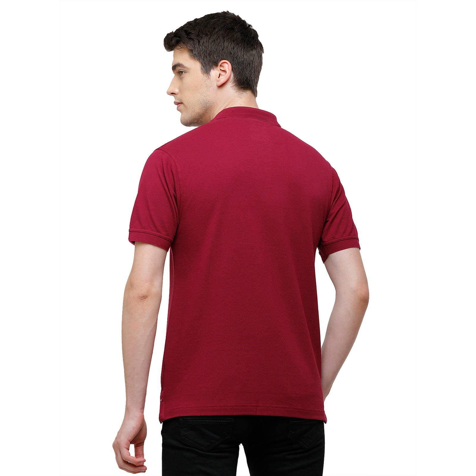 Classic Polo Maroon Polo Neck Authentic Fit T Shirt Men - 4SSN 219 T-shirt Classic Polo 