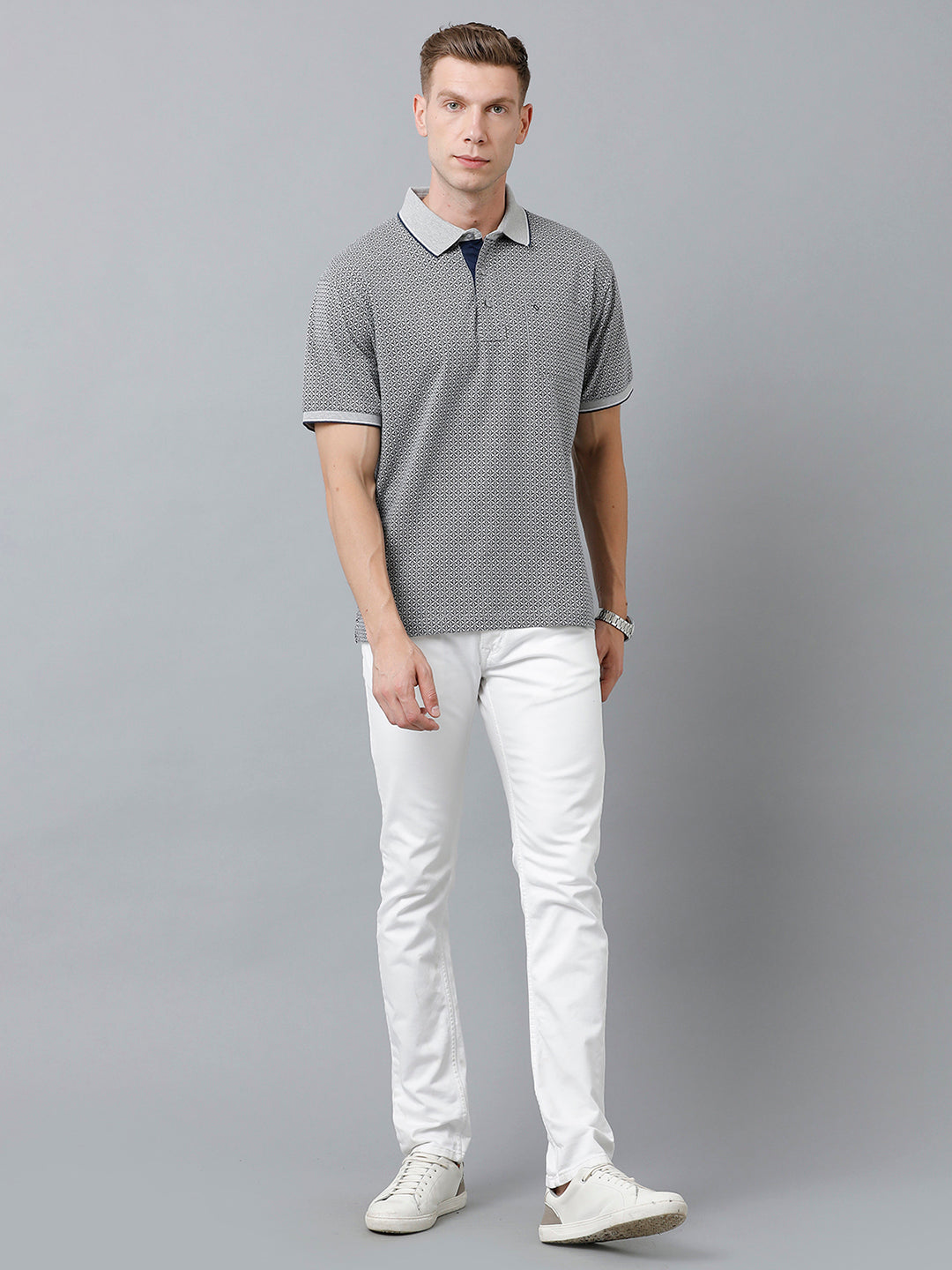 Classic Polo Men's Cotton Half Sleeve Printed Authentic Fit Polo Neck Dark Grey Color T-Shirt | Carve Polo - 03 B