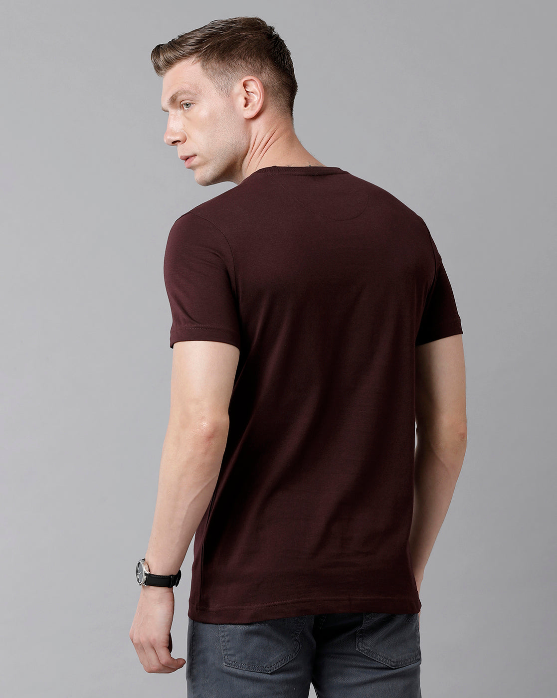 CP BRO Men's Cotton Color Block Half Sleeve Slim Fit Round Neck Multicolor T-Shirt | Brcn - 489 B