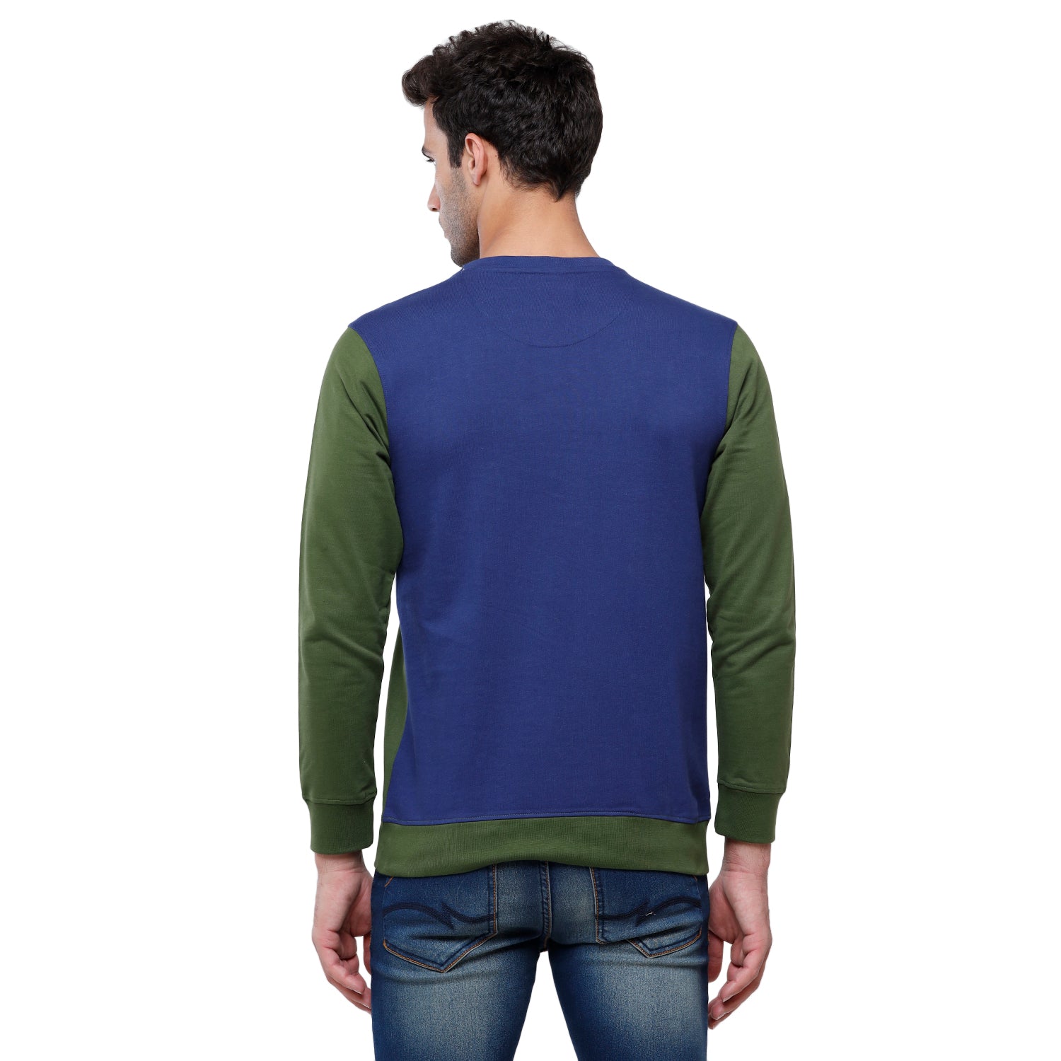 Classic Polo Men's Color Block Full Sleeve Green & Blue Sweat Shirt - CPSS-314 A Sweat Shirts Classic Polo 