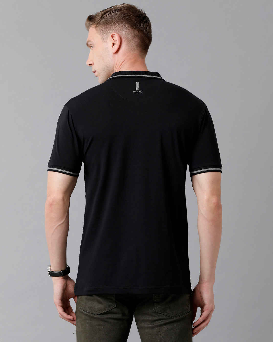 Classic Polo Men's Cotton Printed Half Sleeve Slim Fit Polo Neck Black Color T-Shirt | Prm - 726 A