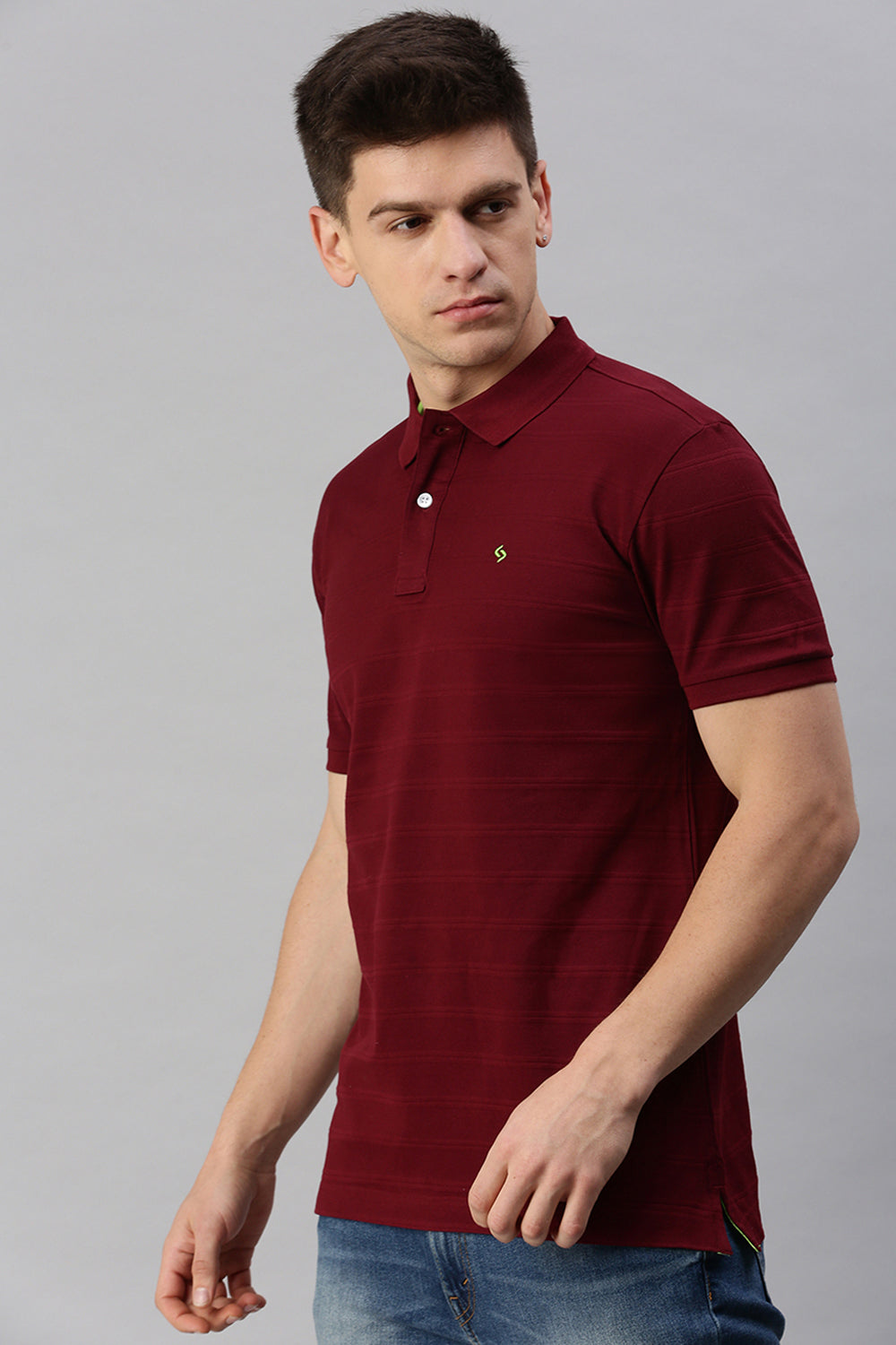 Classic Polo Men's Cotton Half Sleeve Solid Slim Fit Polo Neck Maroon Color T-Shirt | Prm - 753 G