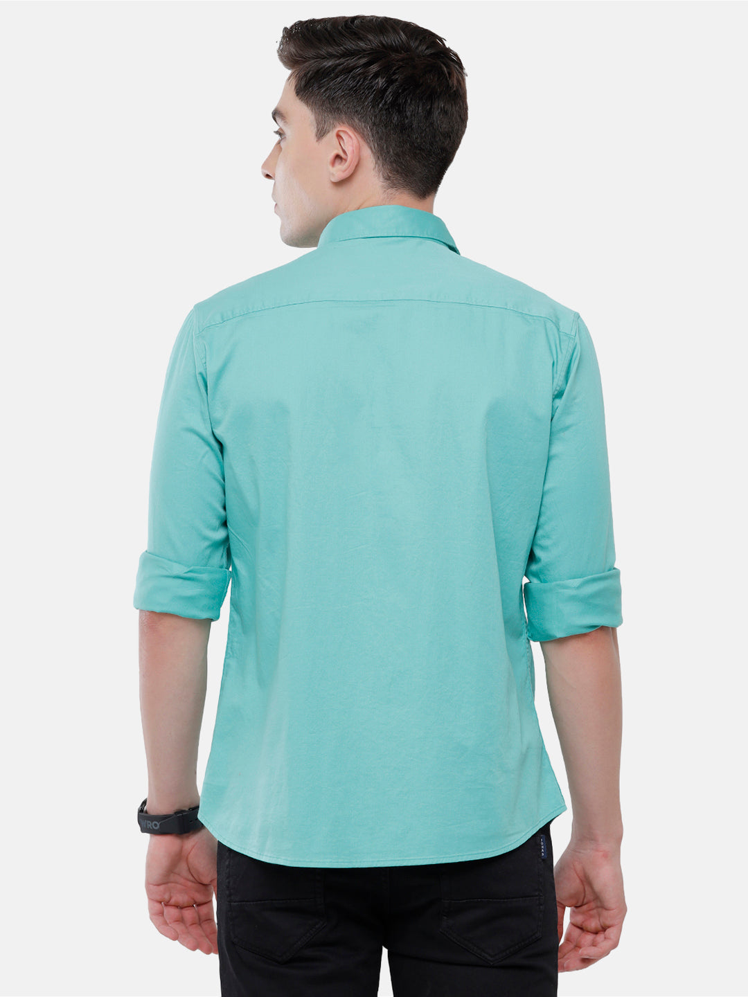 Classic Polo Men's Cotton Light Green Solid Full Sleeve Shirt - Zeus Green