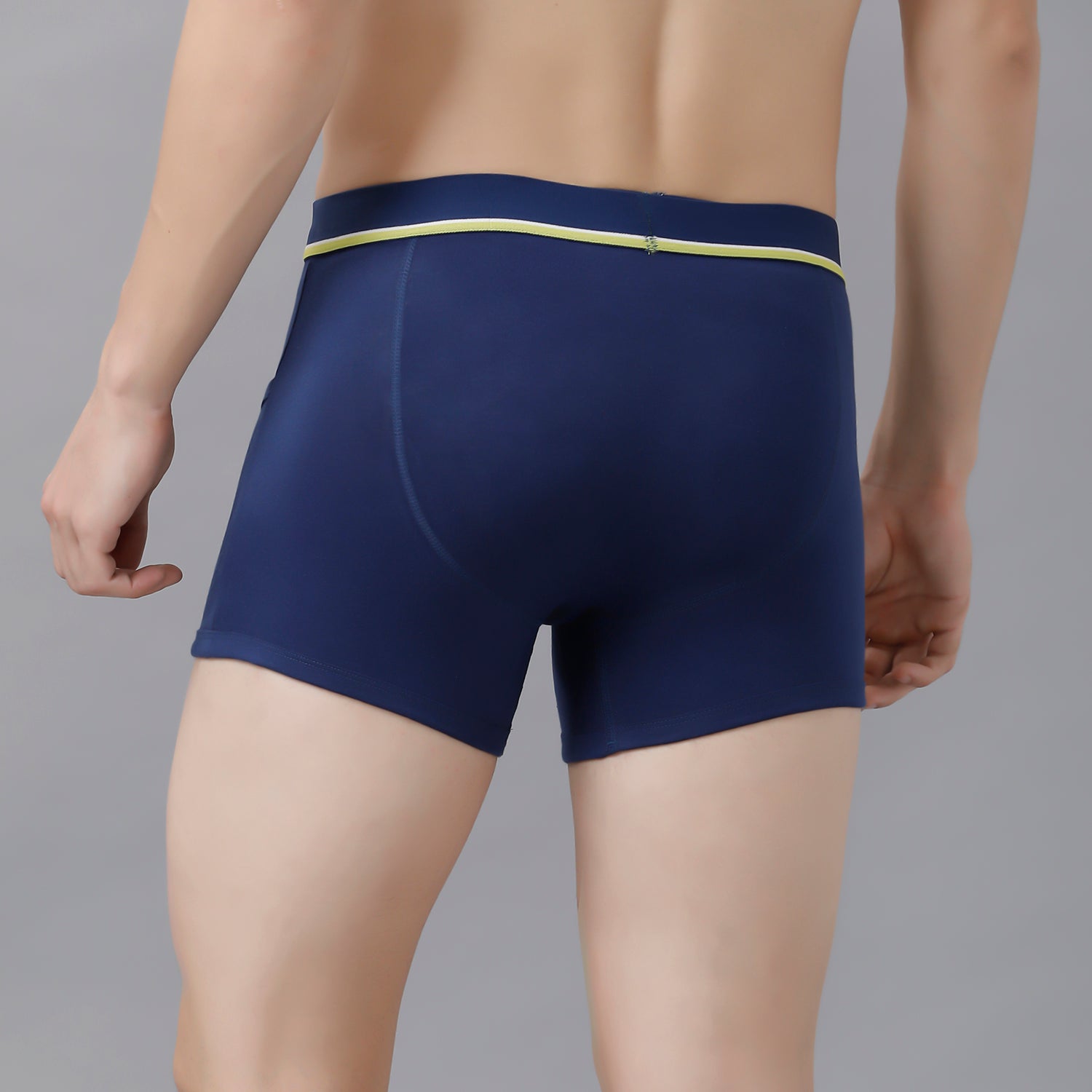 CP BRO Men's Solid Trunks with Exposed Waistband - Navy CP BRO Men's Solid