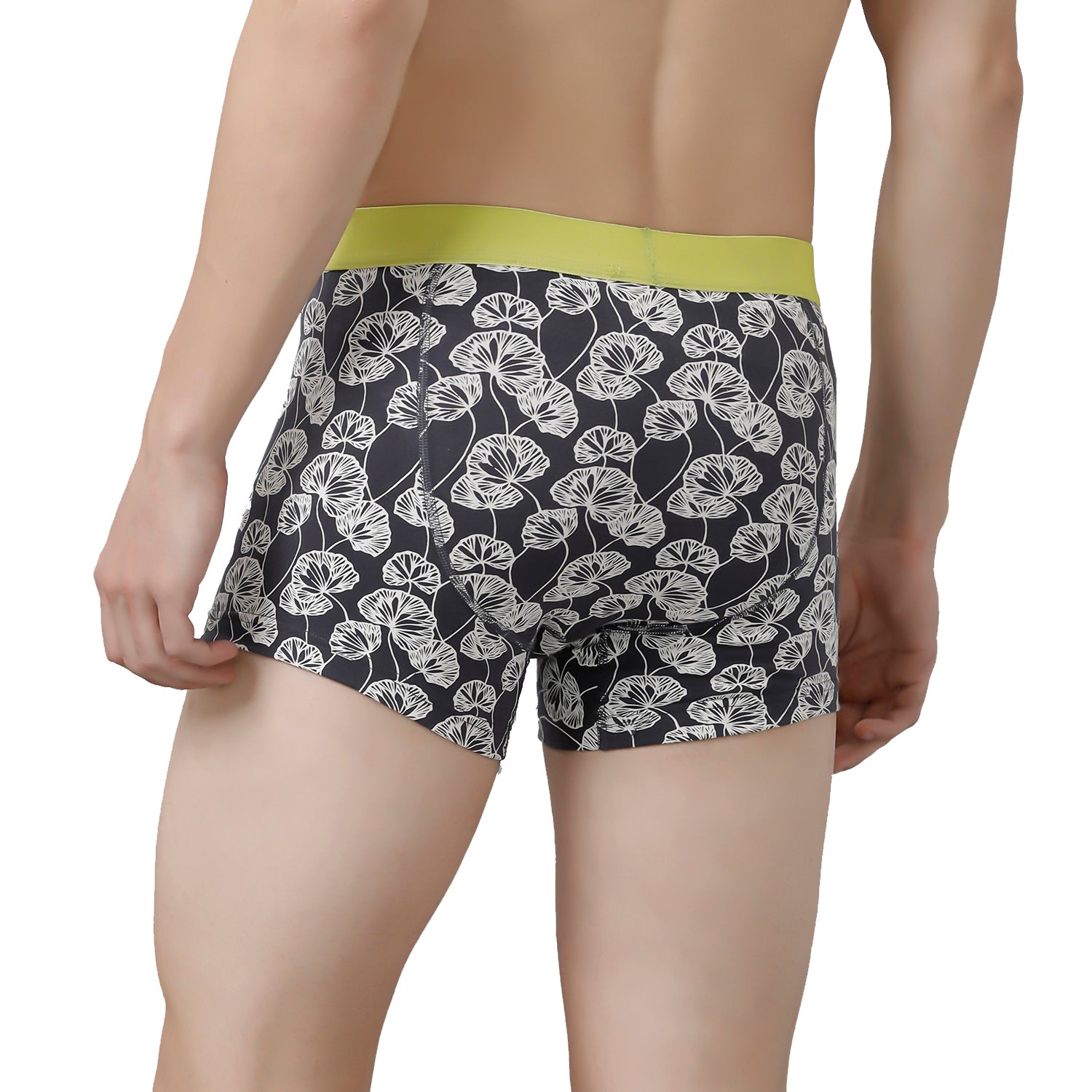 CP BRO Men's Printed Trunks with Exposed Waistband Value Pack - Grey & Grey Leaf (Pack of 2)