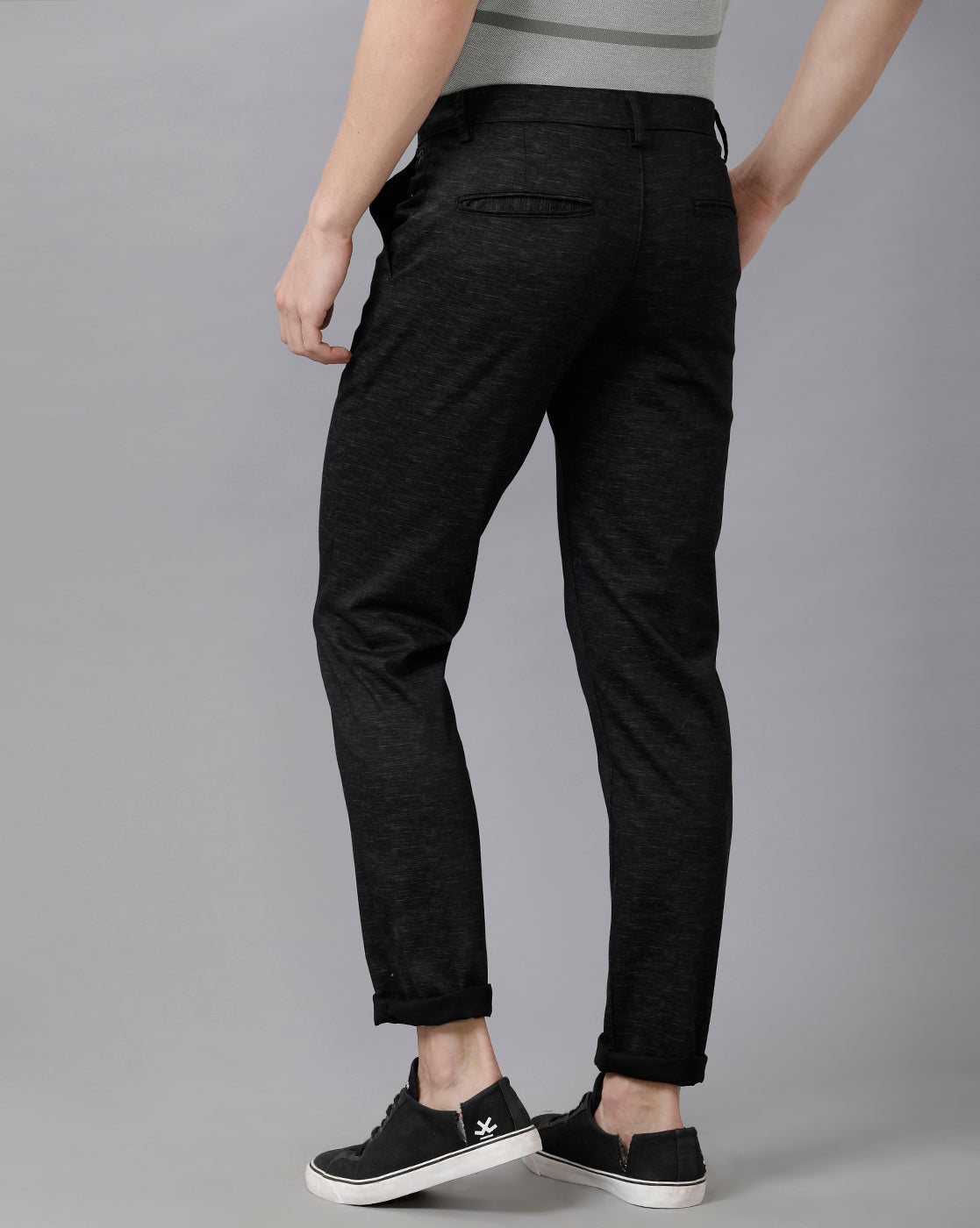 CP BRO Men's Cotton Solid Regular Fit Black Color Trousers | Tbn2 18 A