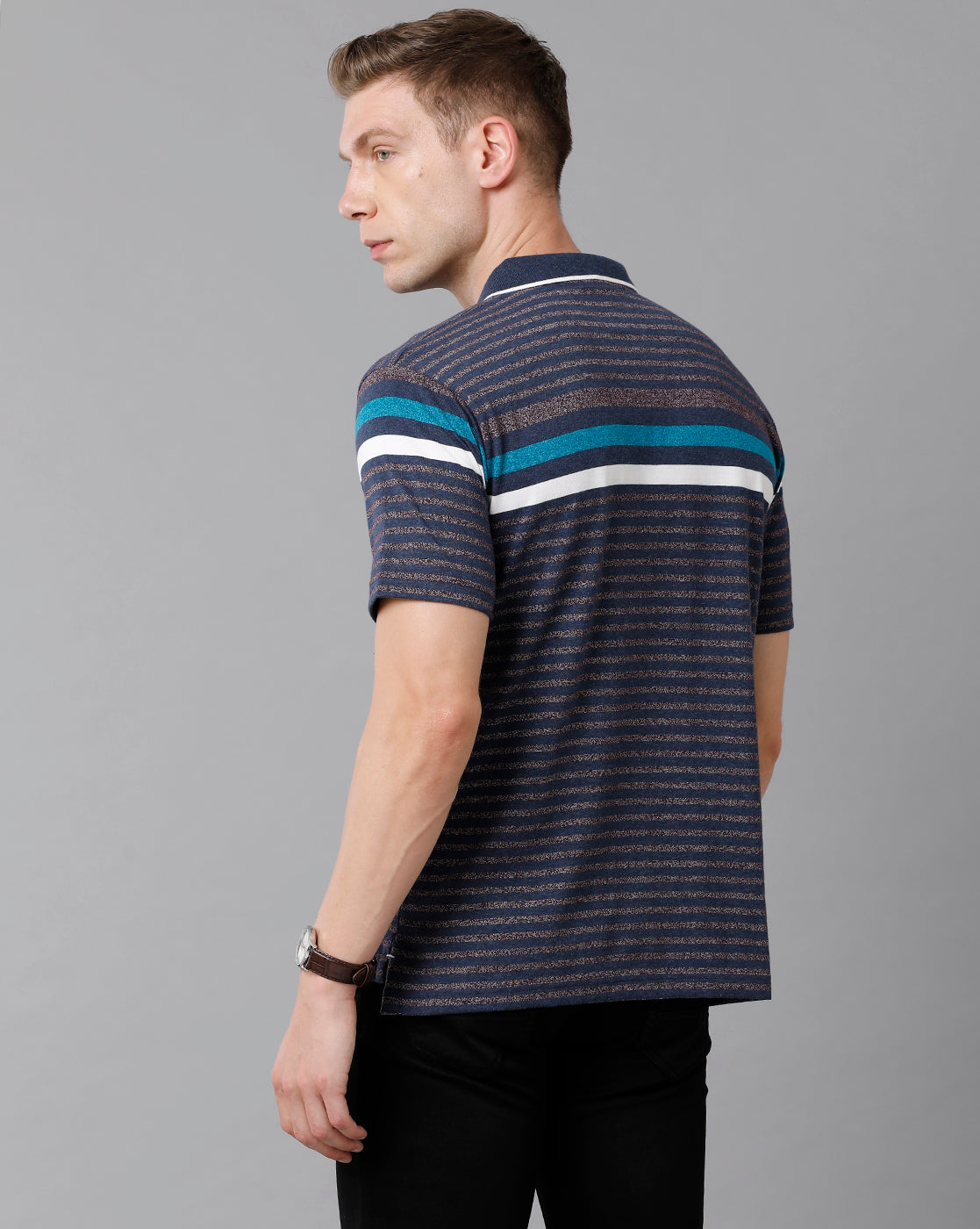 Classic Polo Men's Cotton Blend Striped Authentic Fit Multicolor T-Shirt | Mel - 218 A
