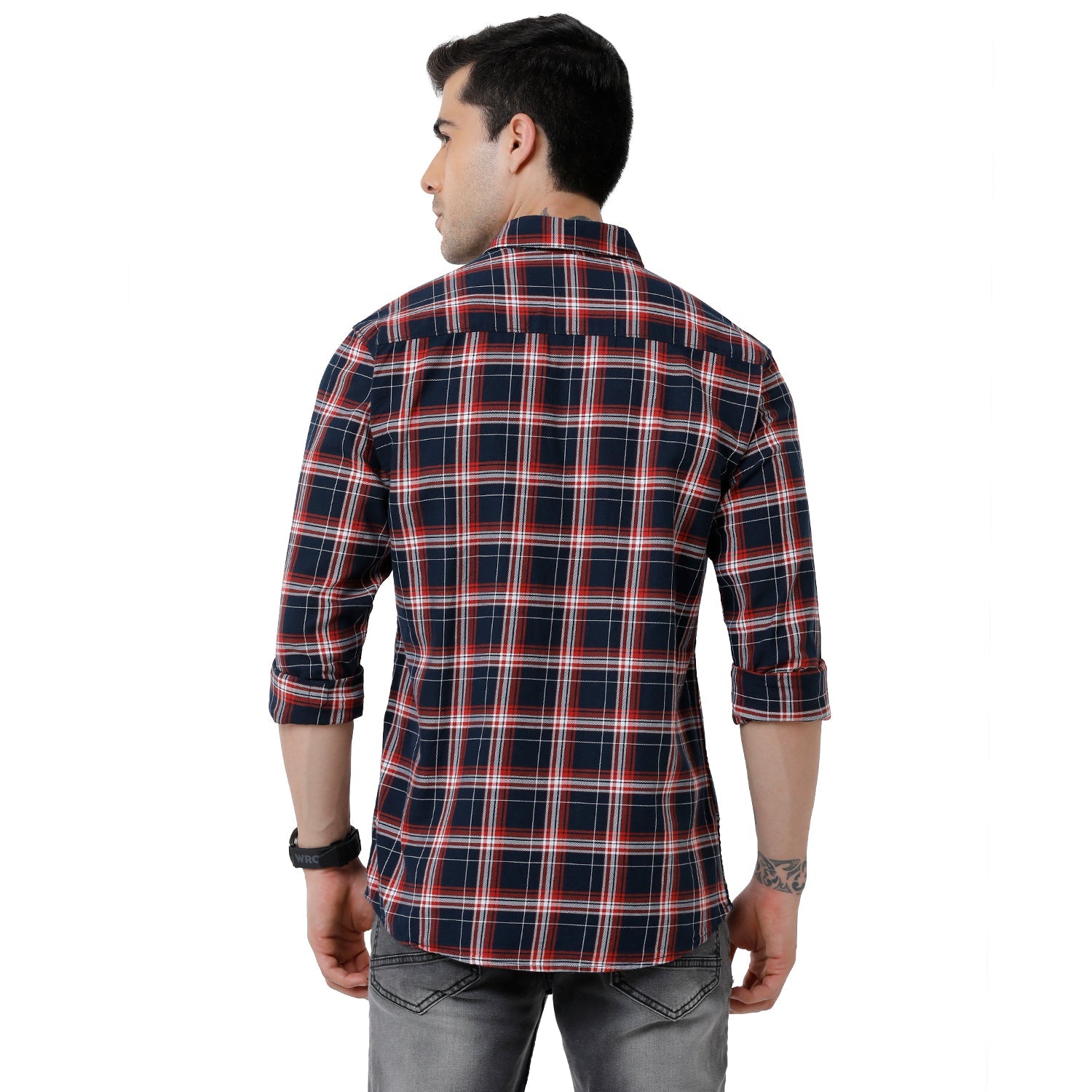 Classic Polo Mens Checked Slim Fit Full Sleeve Blue Color Shirt - SN1 138 B Shirts Classic Polo 
