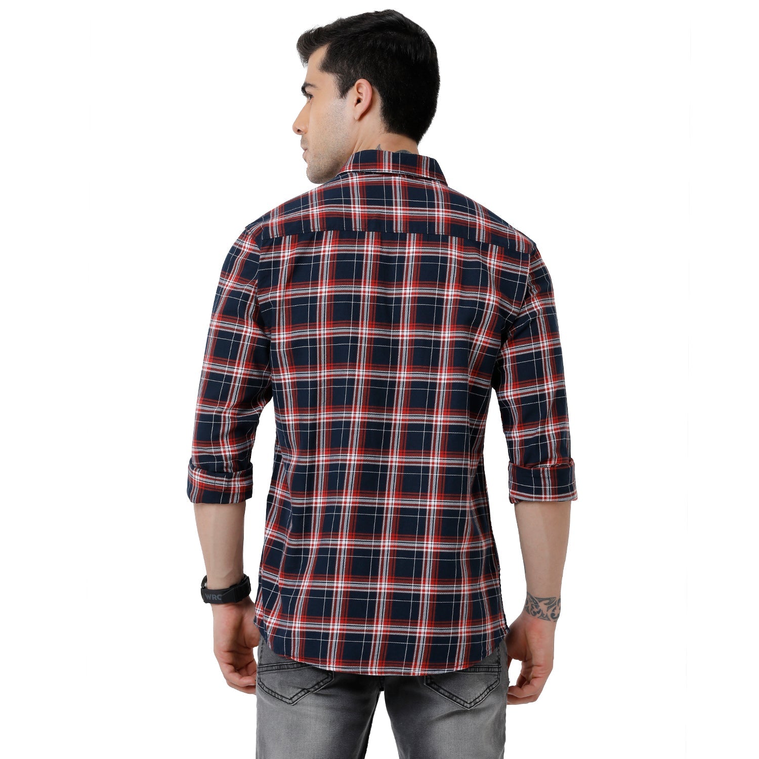 Classic Polo Mens Checked Slim Fit Full Sleeve Blue Color Shirt - SN1 138 B Shirts Classic Polo 