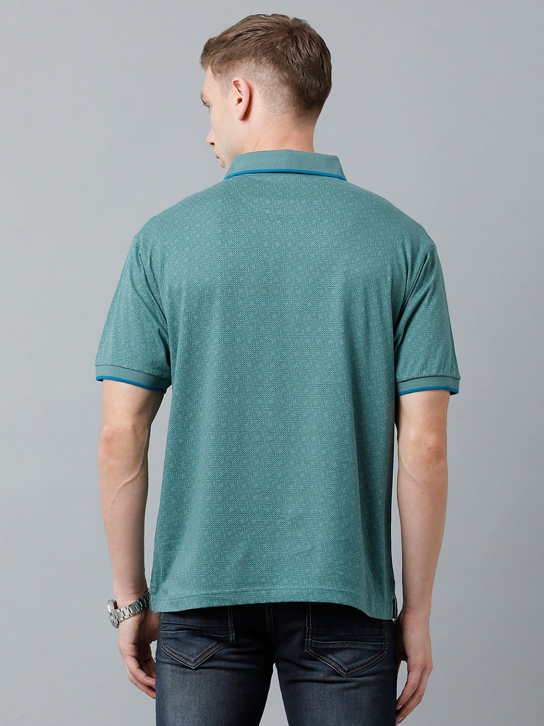 Classic Polo Men's Cotton Half Sleeve Printed Authentic Fit Polo Neck Green Color T-Shirt | Carve Polo - 07 B