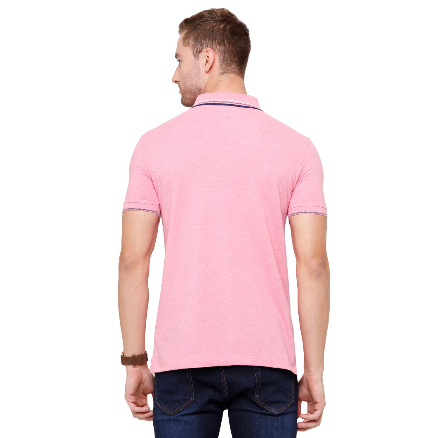 Classic polo Men's Pink Melange Polo Half Sleeve Slim Fit T-Shirt - Toza-Pink Mel T-shirt Classic Polo 