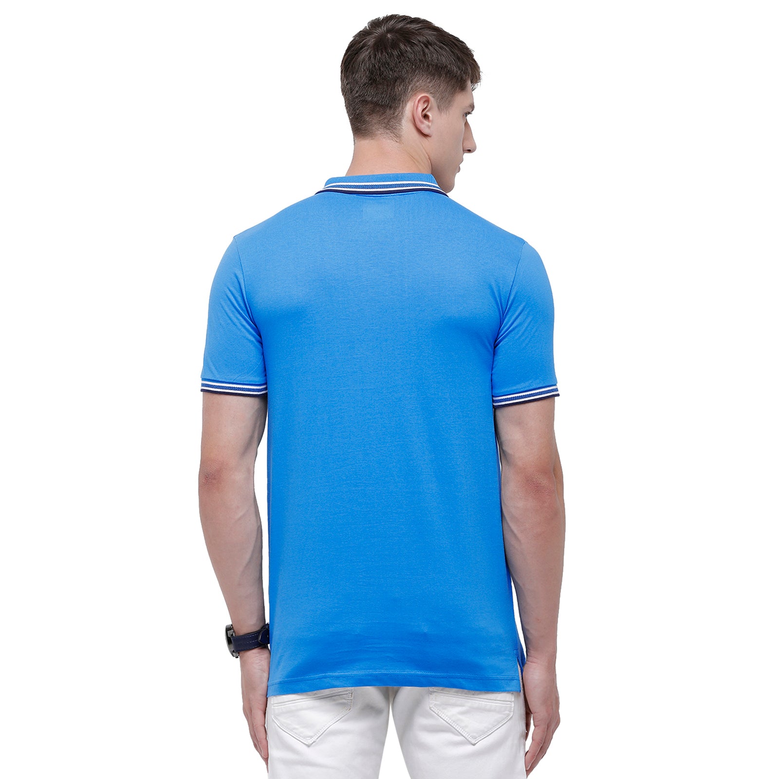 Classic Polo Men's Blue Sporty Polo Half Sleeve Slim Fit T-Shirt | Pristo - Blue