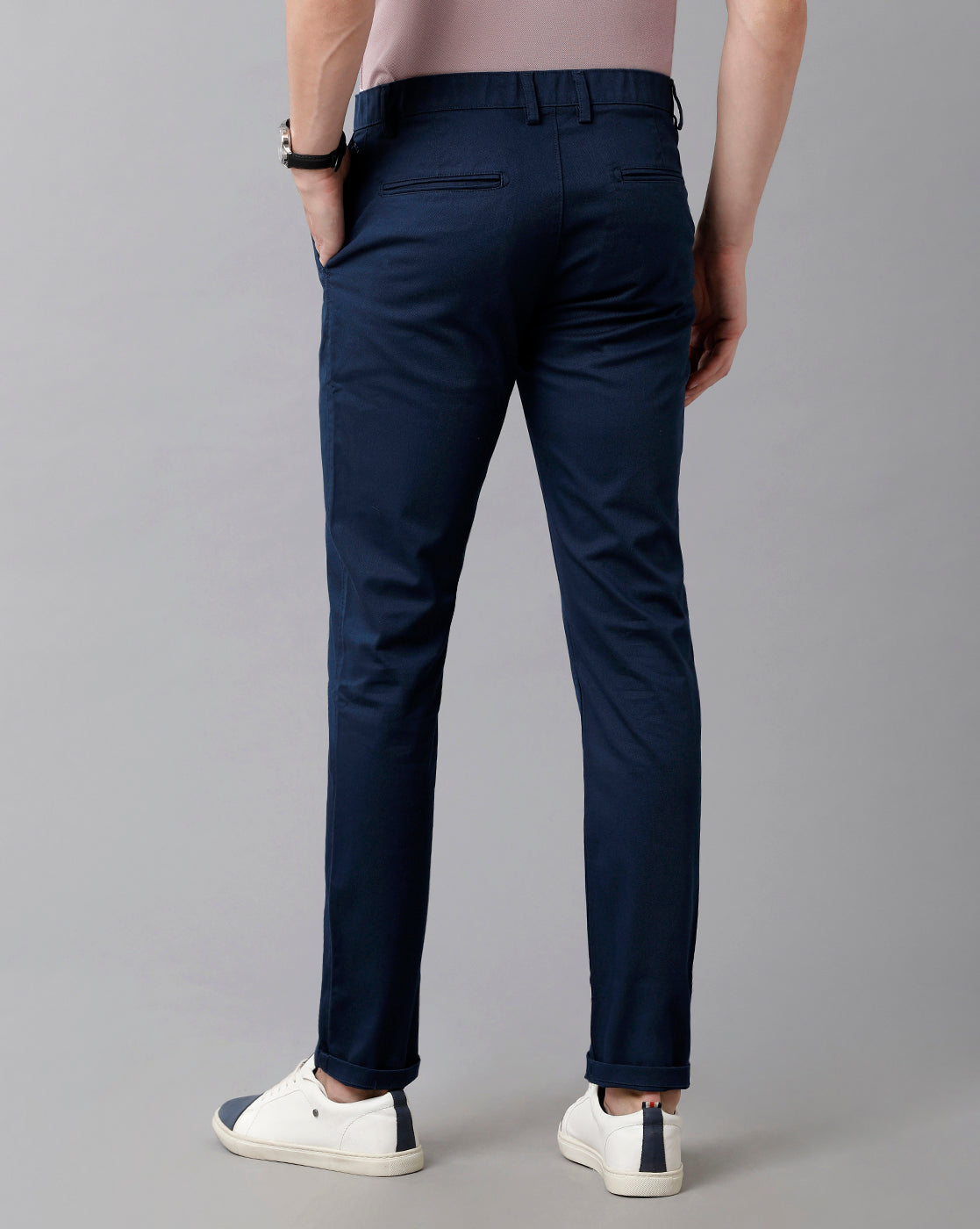 Classic Polo Men's Cotton Solid Slim Fit Navy Color Trousers | Tn2-02 B